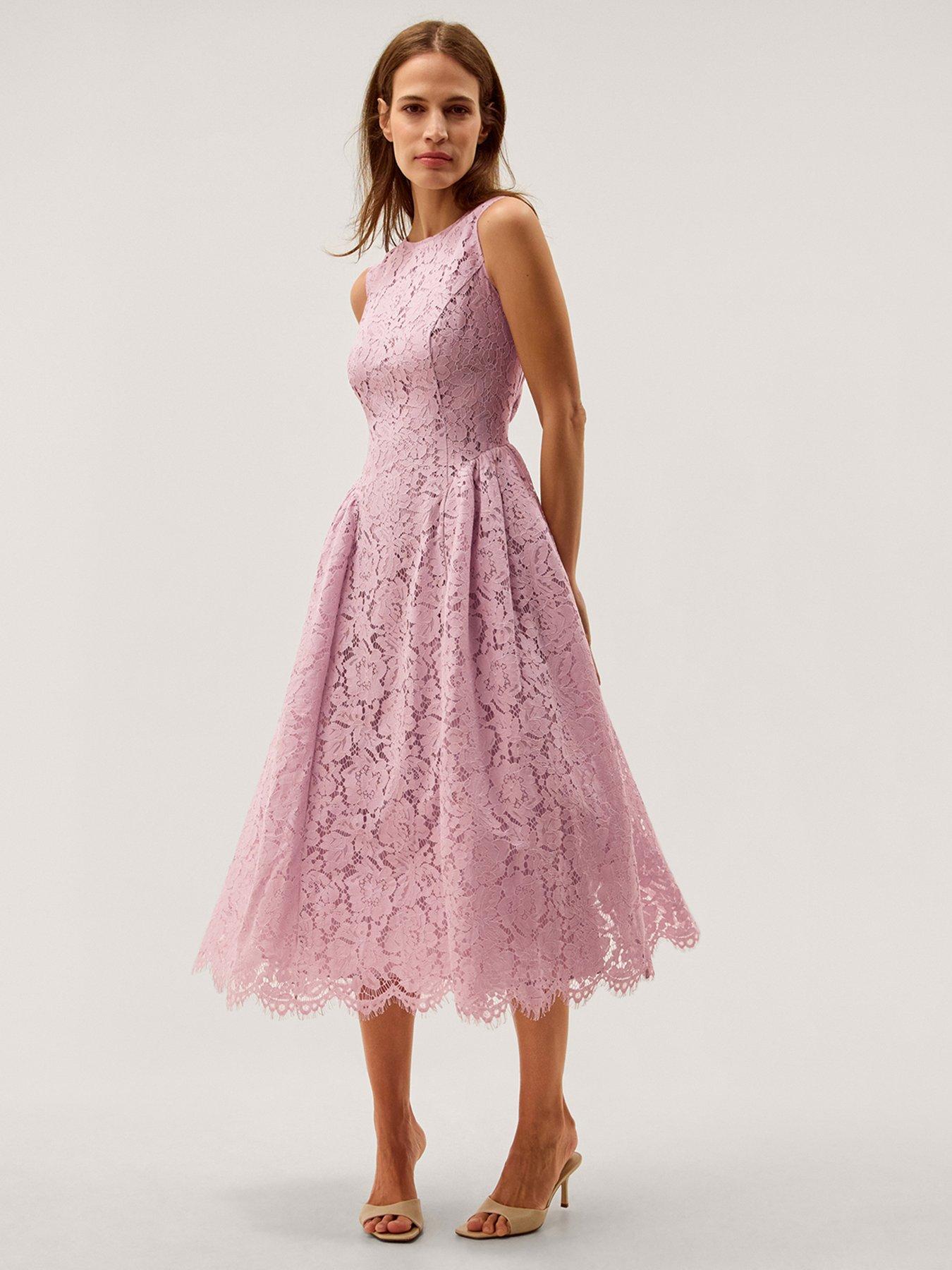 Monsoon Lydia Lace Dress - Pink