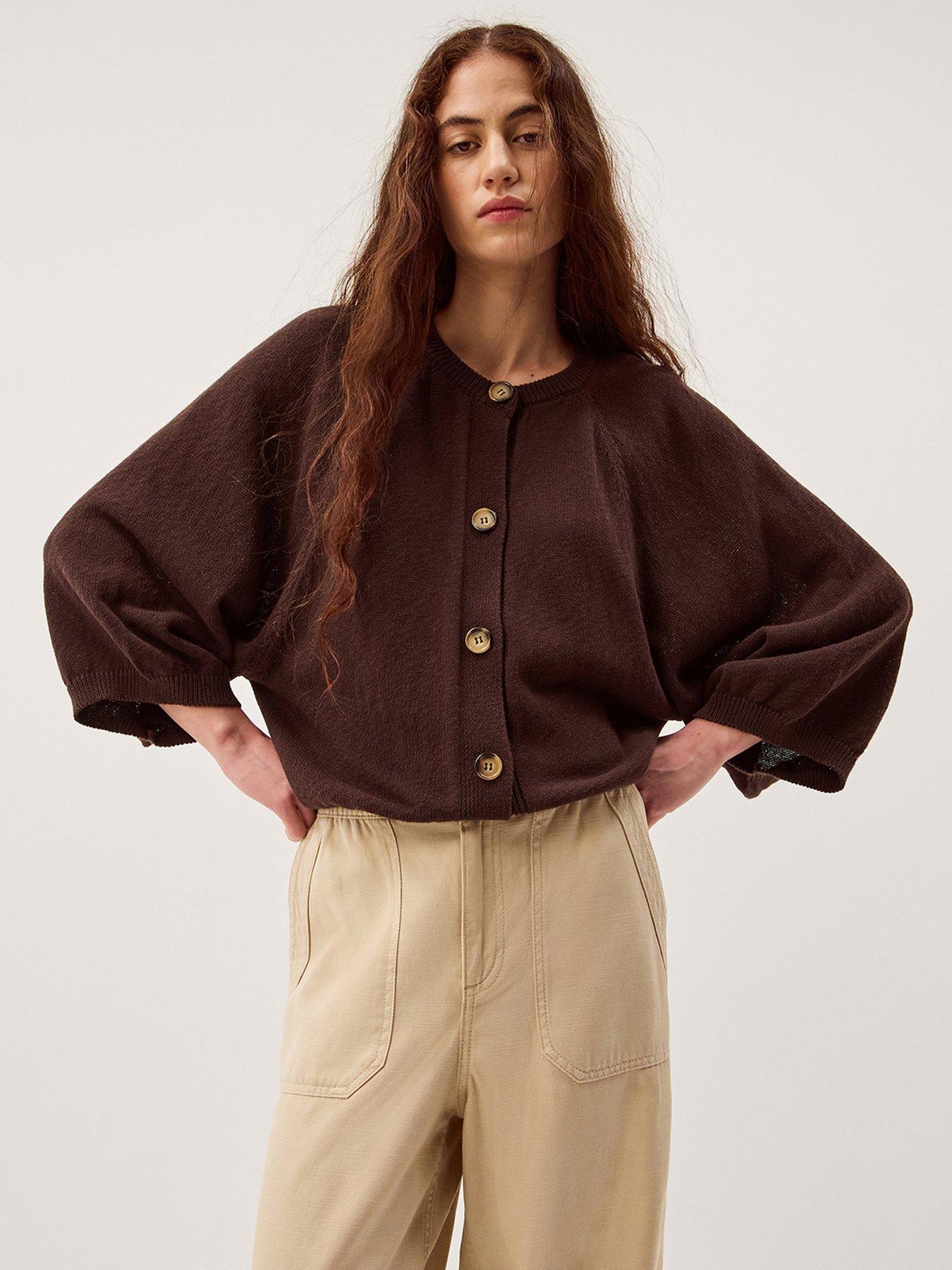 Monsoon Caryn Cotton Cardigan - Brown