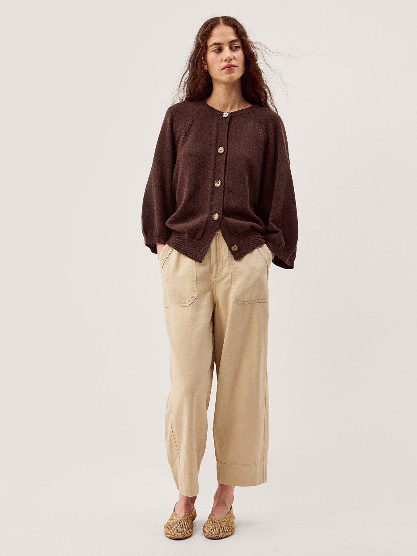 Image 3 of 5 of Monsoon Caryn Cotton Cardigan - Brown