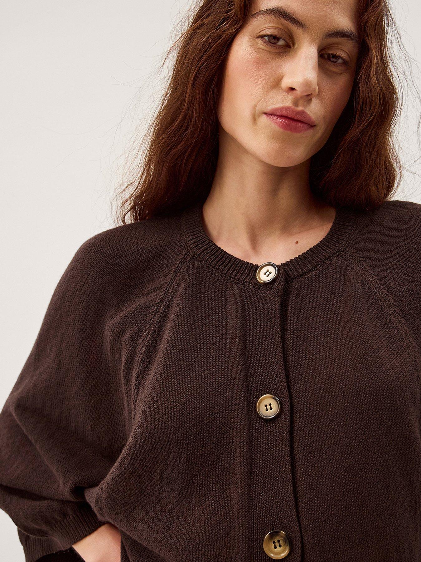 Image 4 of 5 of Monsoon Caryn Cotton Cardigan - Brown