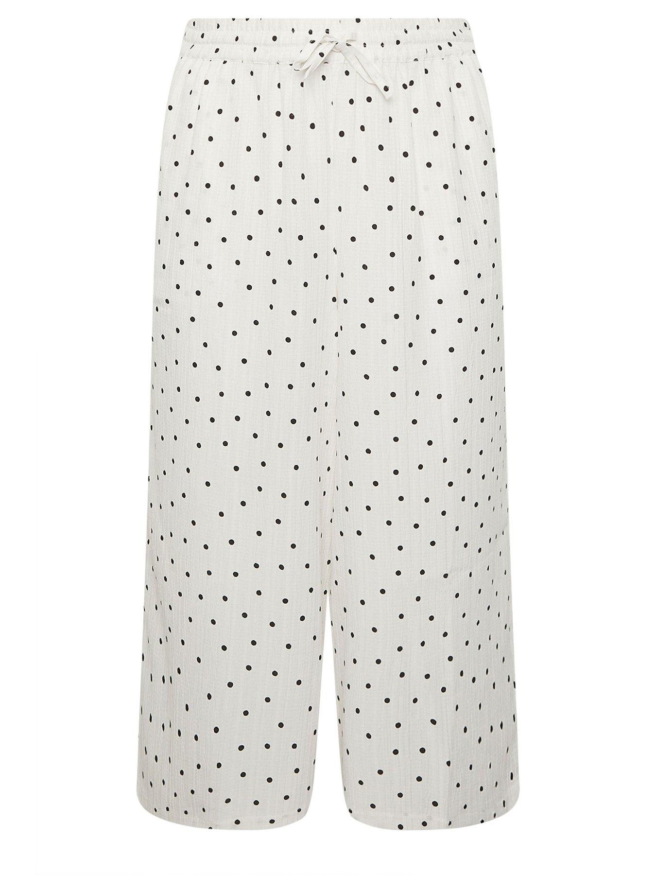 Image 5 of 5 of Yours Curve Polkadot Print Woven Culotte - White