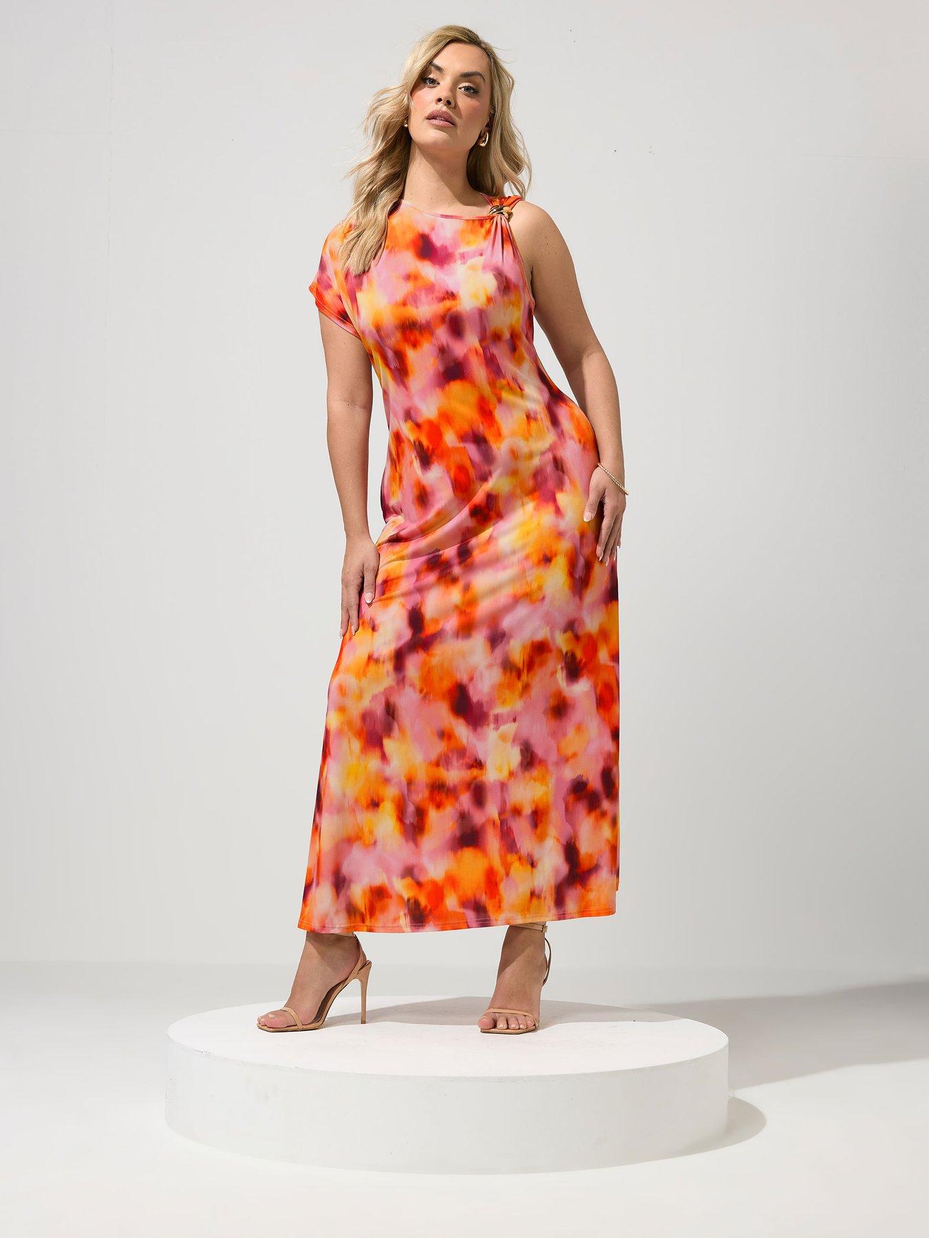 Yours Curve Blur Print Buckle Detail Shoulder Dress