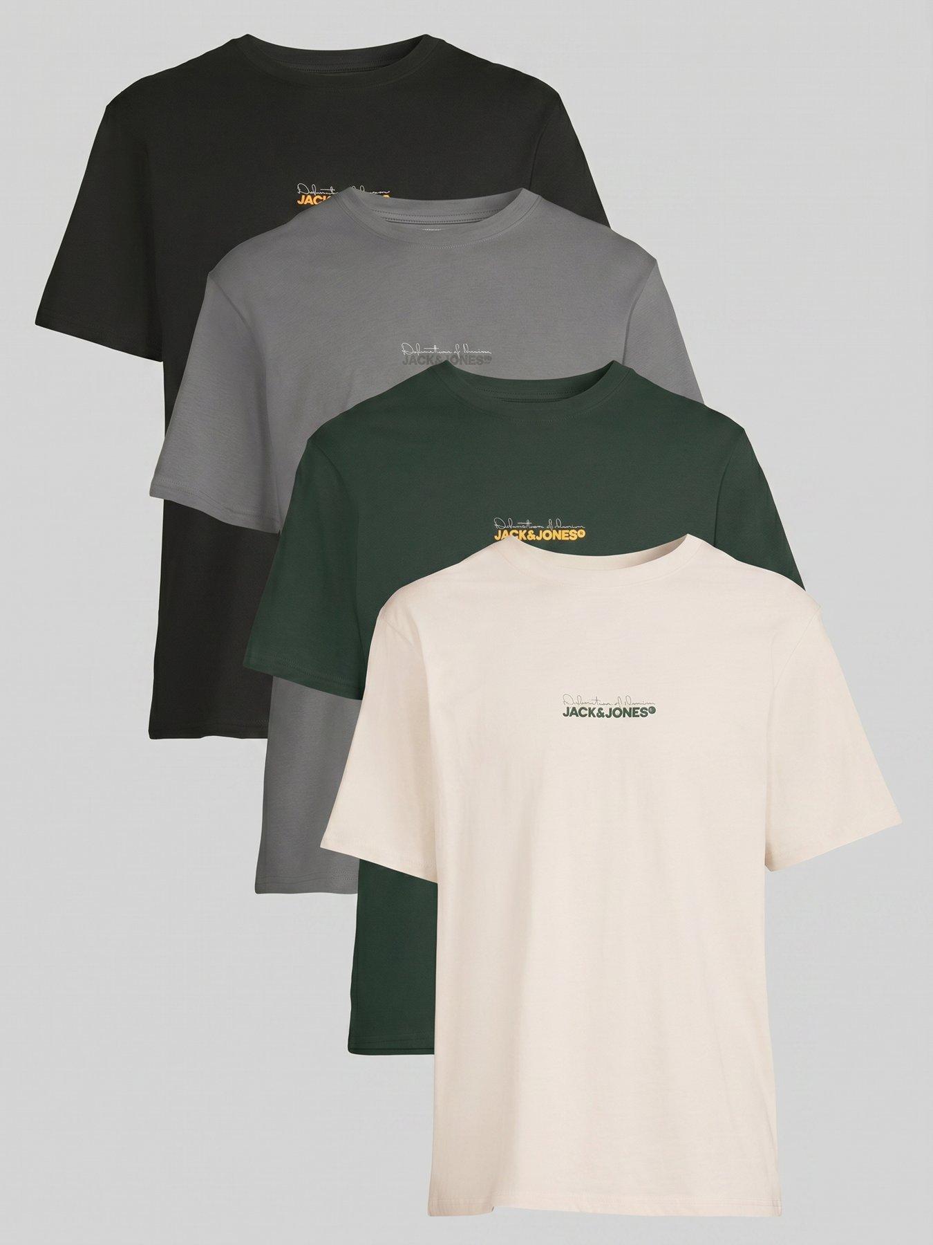 Image 1 of 5 of Jack & Jones Kendrick Crew Neck T-Shirt 4 Pack - Turbulence