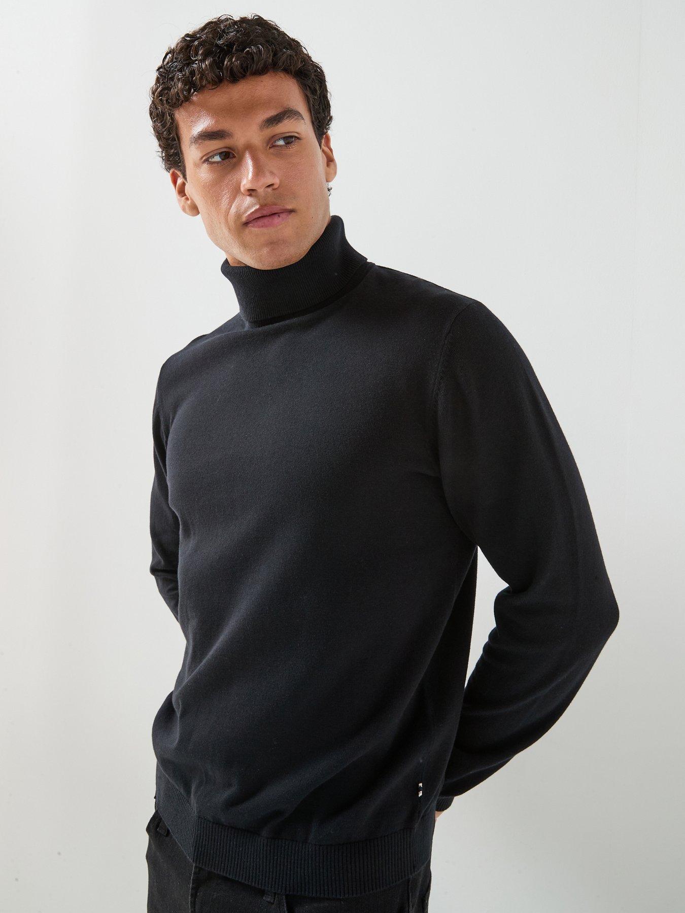 Jack & Jones Men's Basic Roll Neck Knitted Jumper - Black