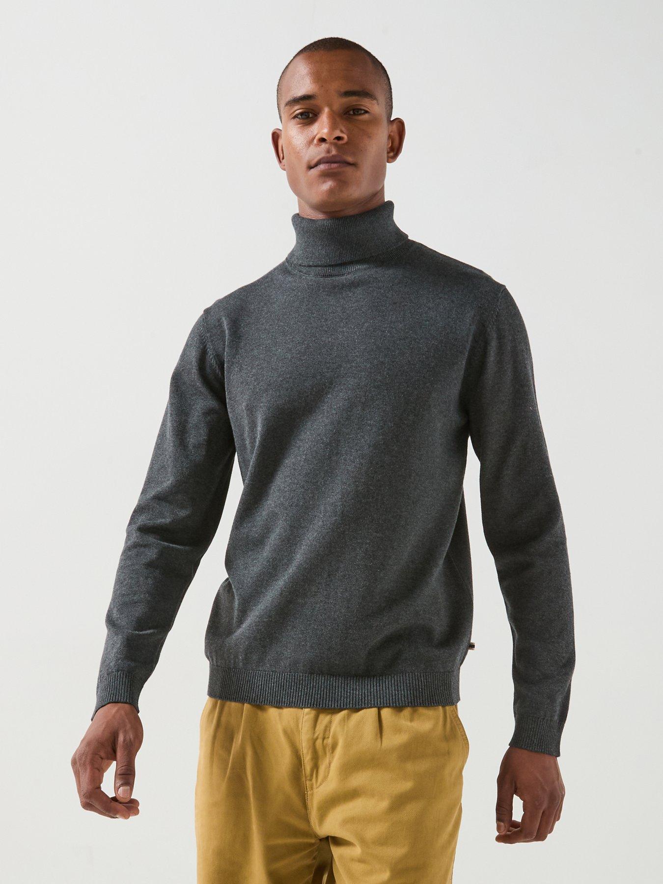 Image 1 of 6 of Jack & Jones Basic Roll Neck Knitted Jumper - Dark Grey Melange