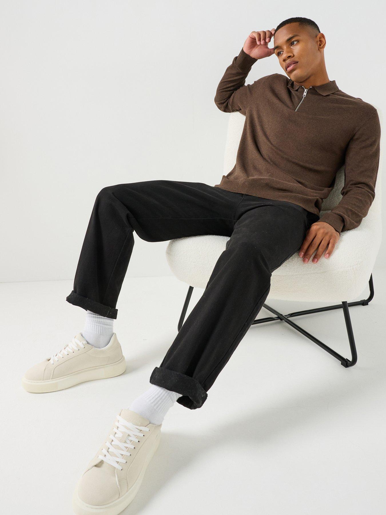 Jack & Jones Emil Knitted Long Sleeve Polo Shirt - Brown