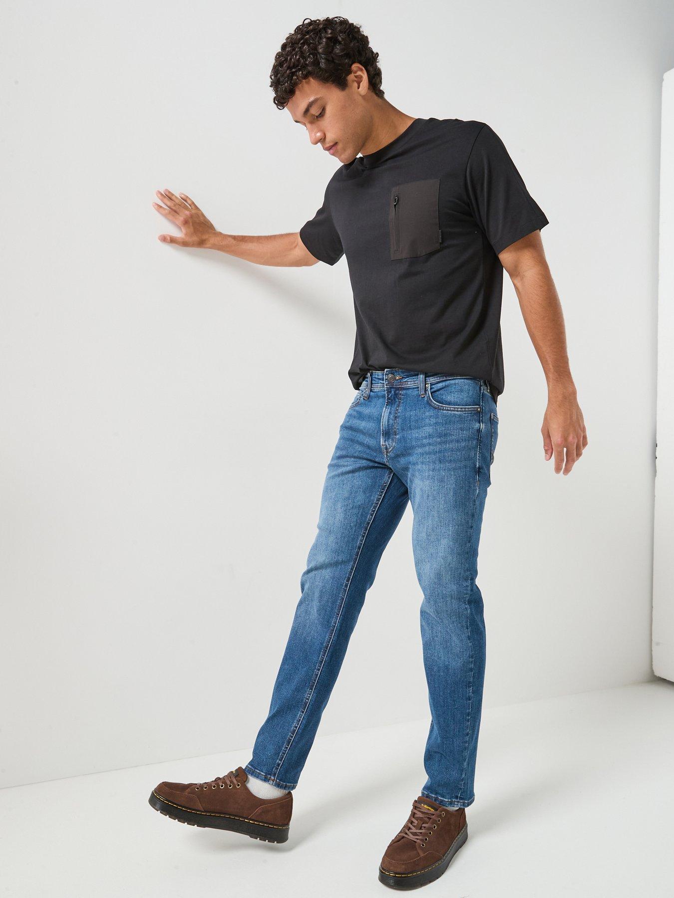 Jack & Jones Mike Tapered Fit Jeans, Blue Denim, Size 38, Inside Leg Long, Men