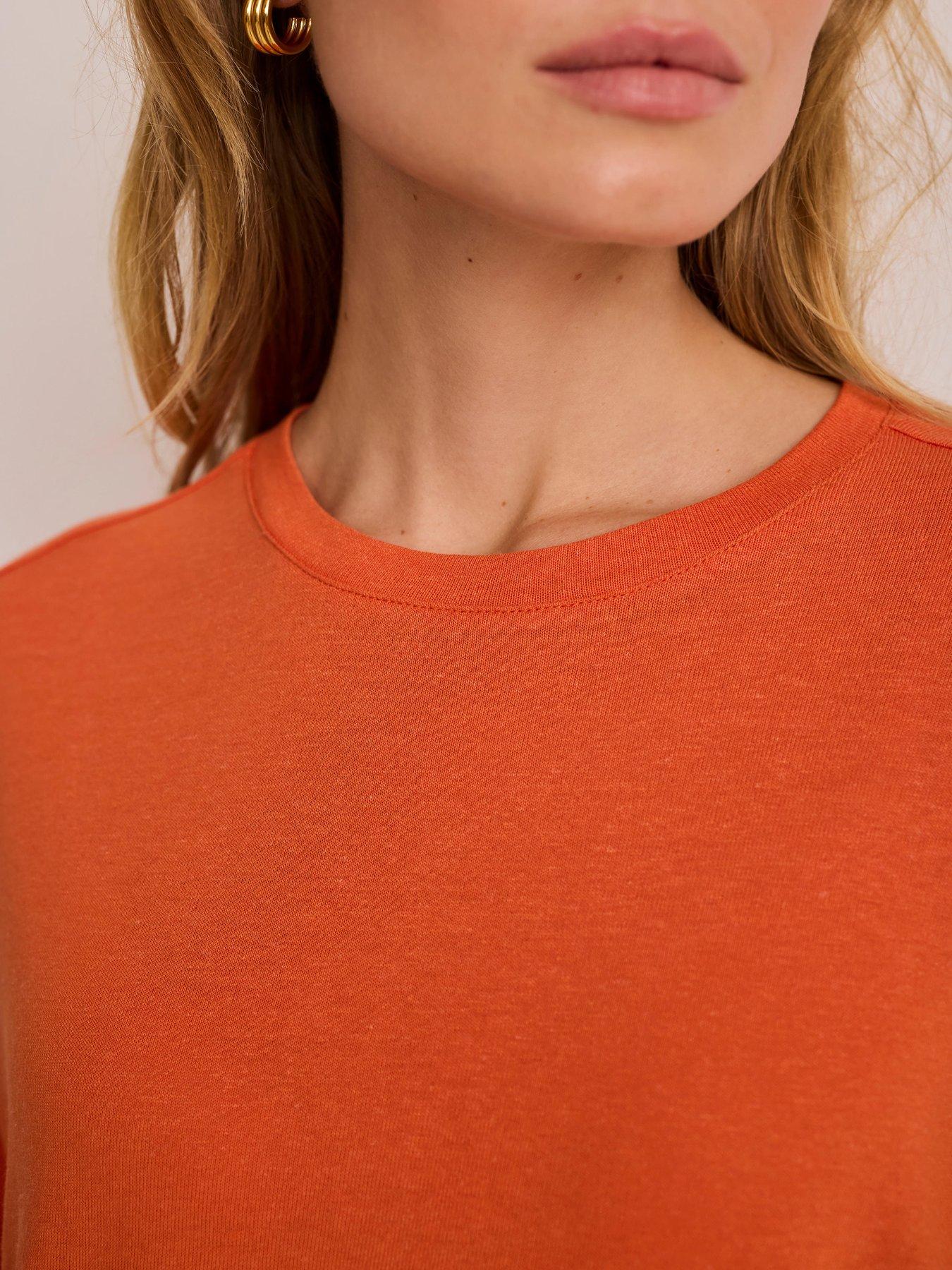 Image 3 of 6 of Mint Velvet Linen Blend T-Shirt - Orange