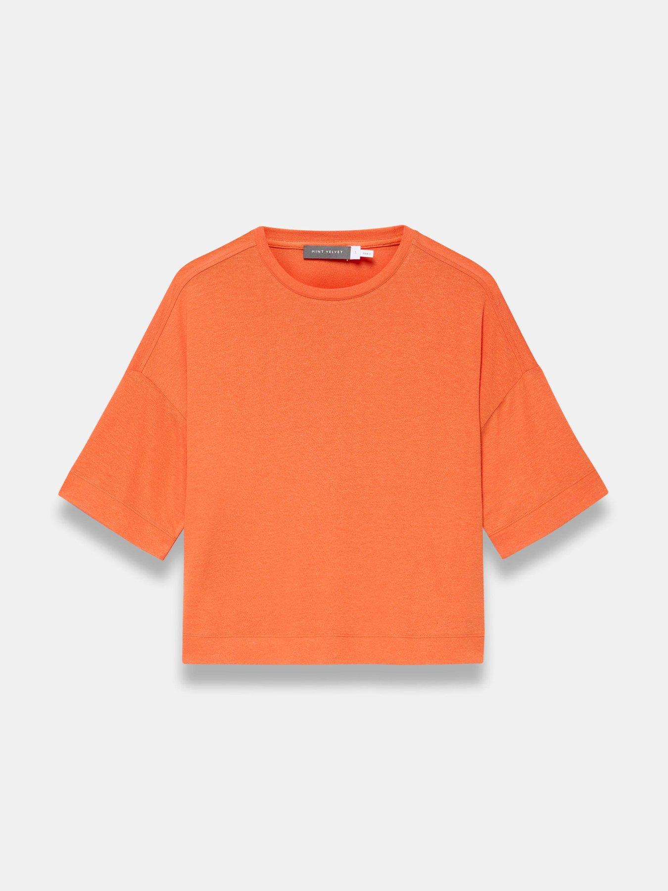 Image 5 of 6 of Mint Velvet Linen Blend T-Shirt - Orange