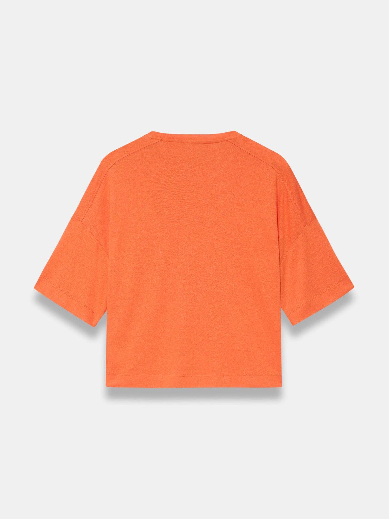 Image 6 of 6 of Mint Velvet Linen Blend T-Shirt - Orange