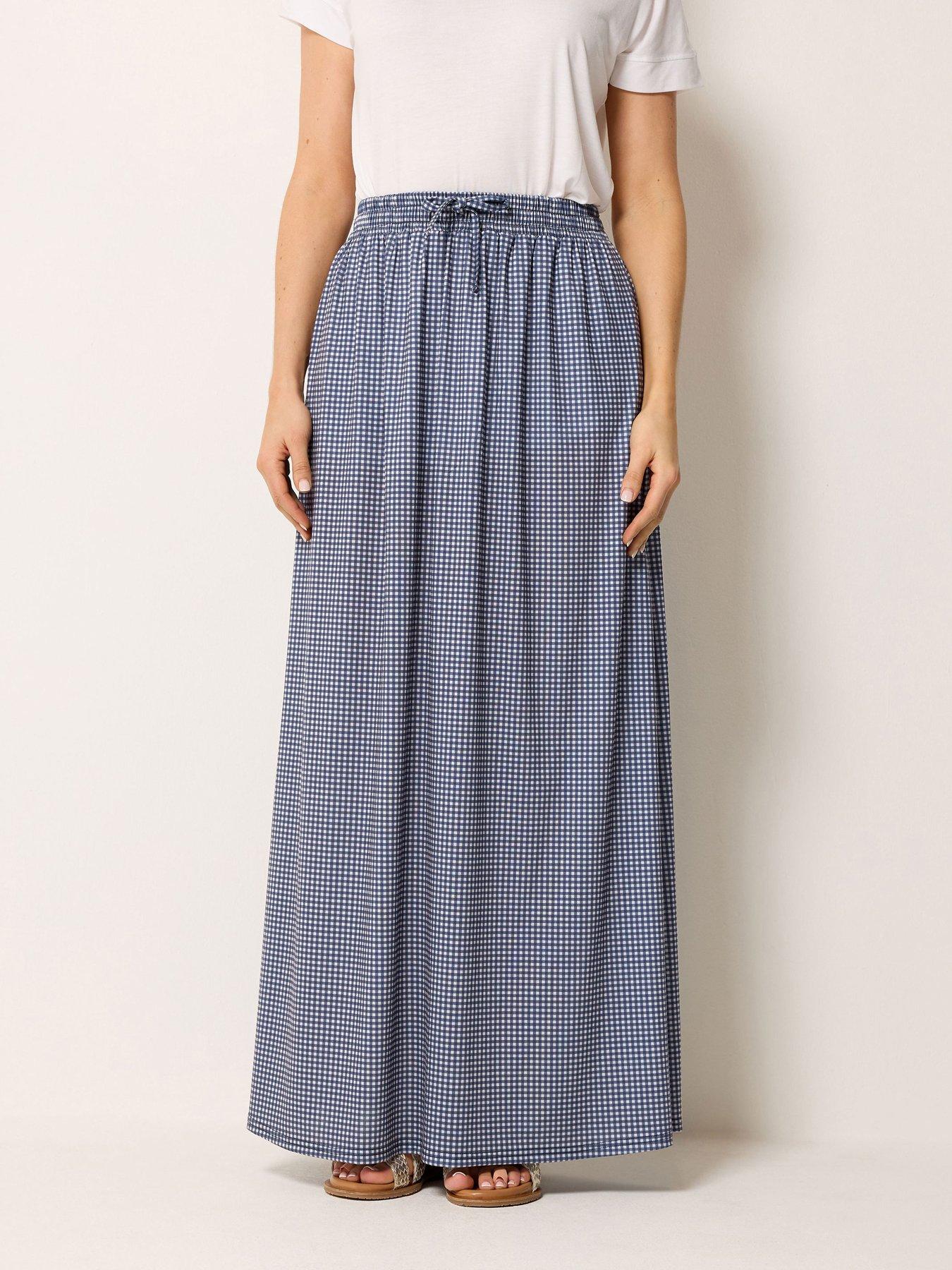Long Tall Sally Tall Gingham Shirred Waist Skirt
