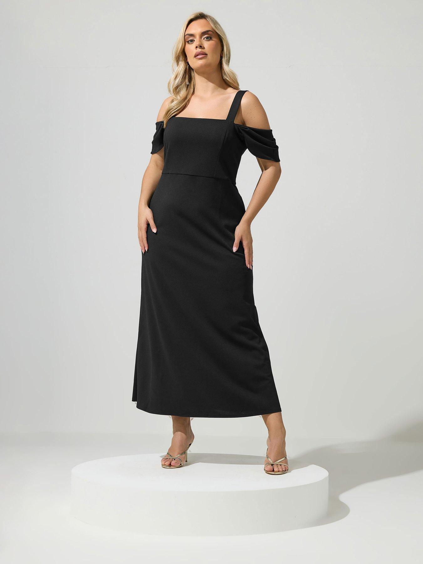 Yours Curve Cold Shoulder Maxi Dress - Black