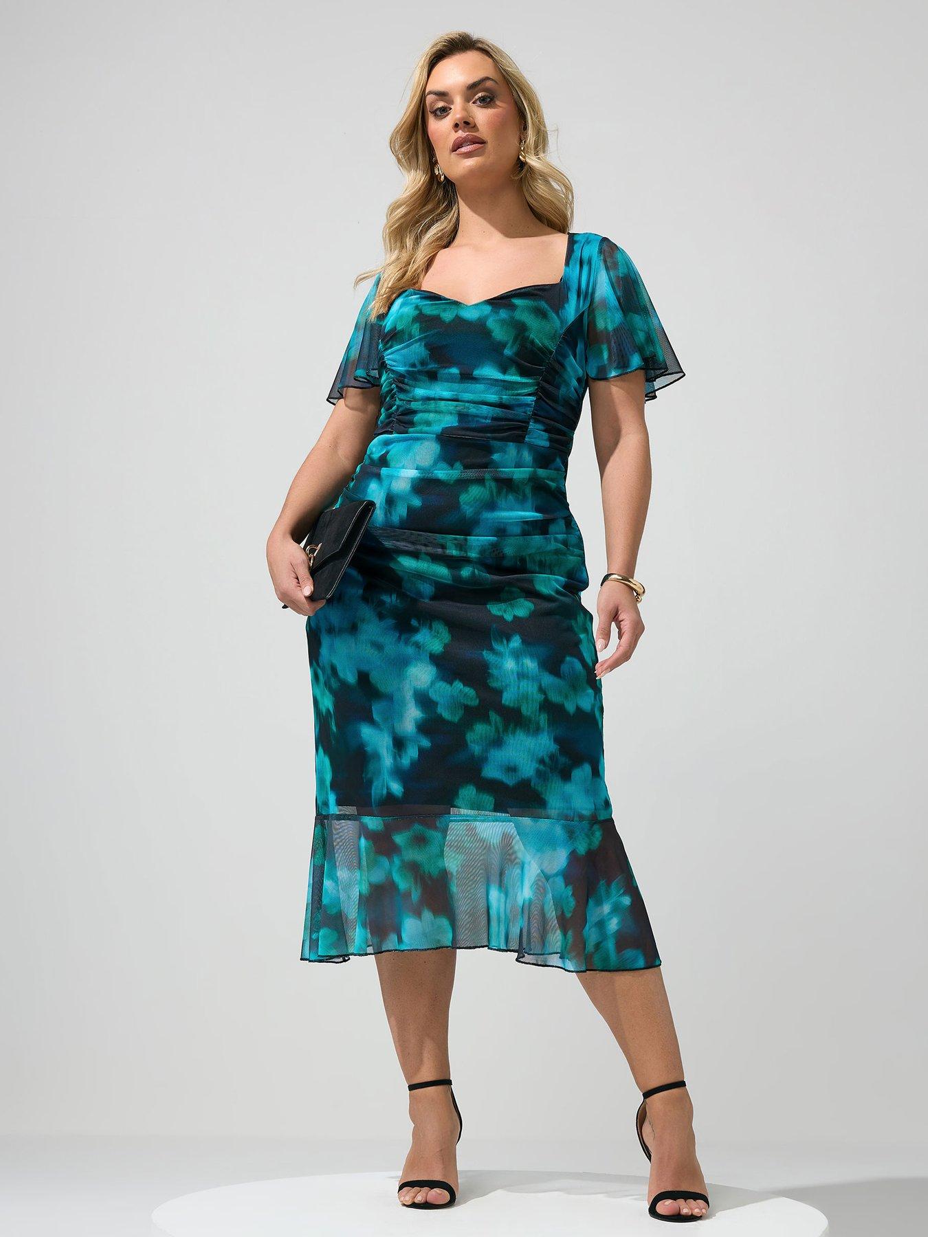 plus size silk dresses uk Chi Chi Plus Size Satin Cami Strap Pleated Maxi Dress in Mint, Size 24