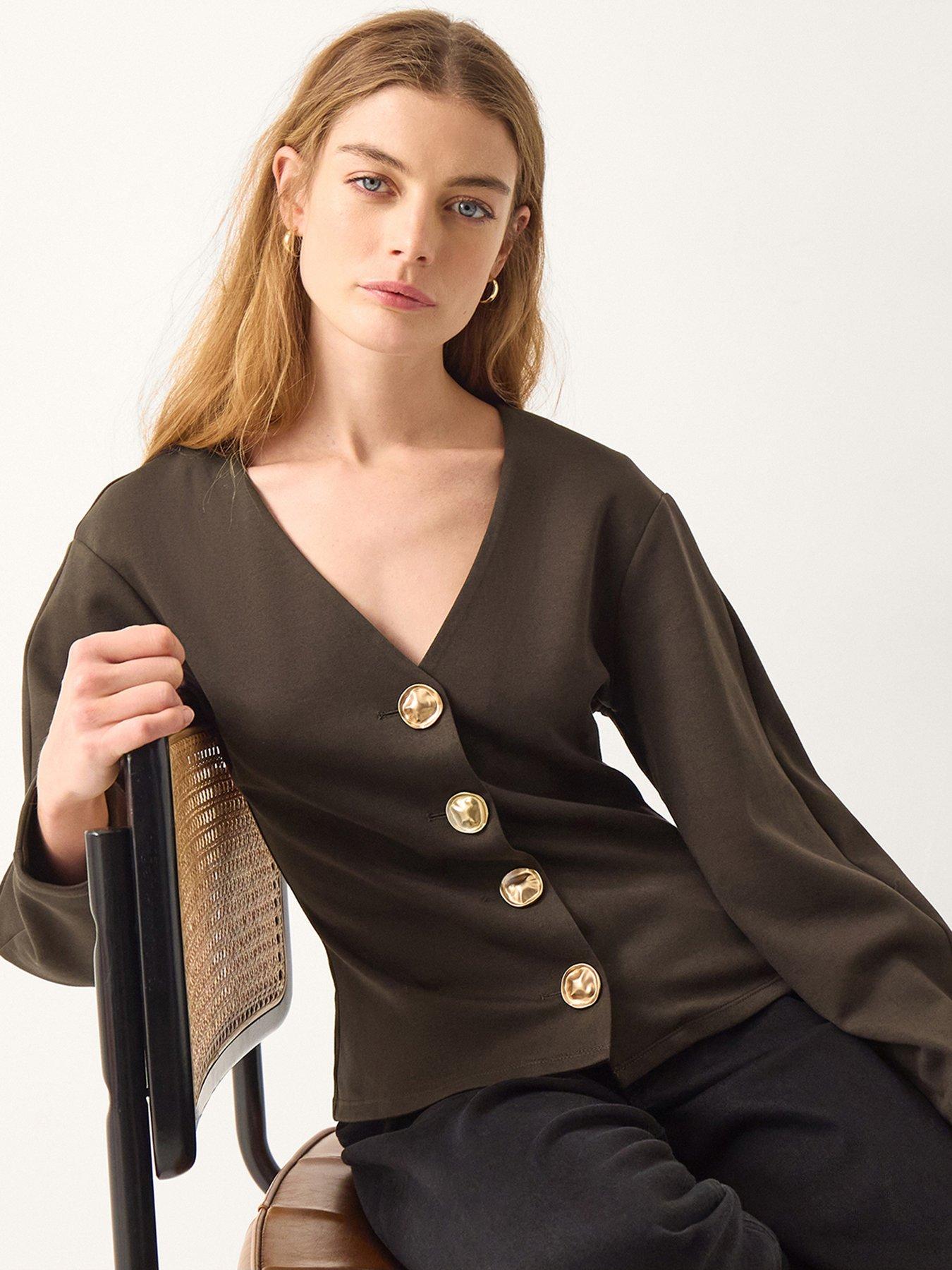 Image 1 of 5 of Monsoon Perna Ponte Jersey Top - Brown