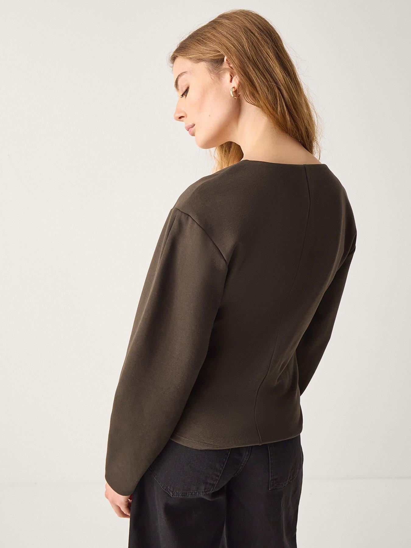Image 2 of 5 of Monsoon Perna Ponte Jersey Top - Brown