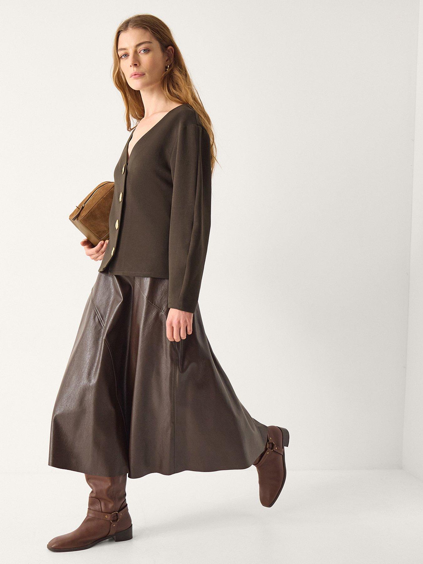 Image 3 of 5 of Monsoon Perna Ponte Jersey Top - Brown
