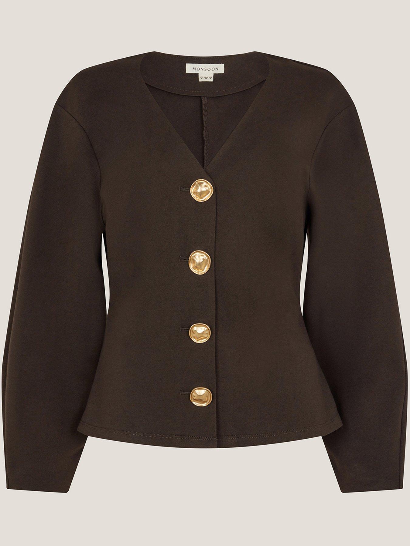 Image 5 of 5 of Monsoon Perna Ponte Jersey Top - Brown