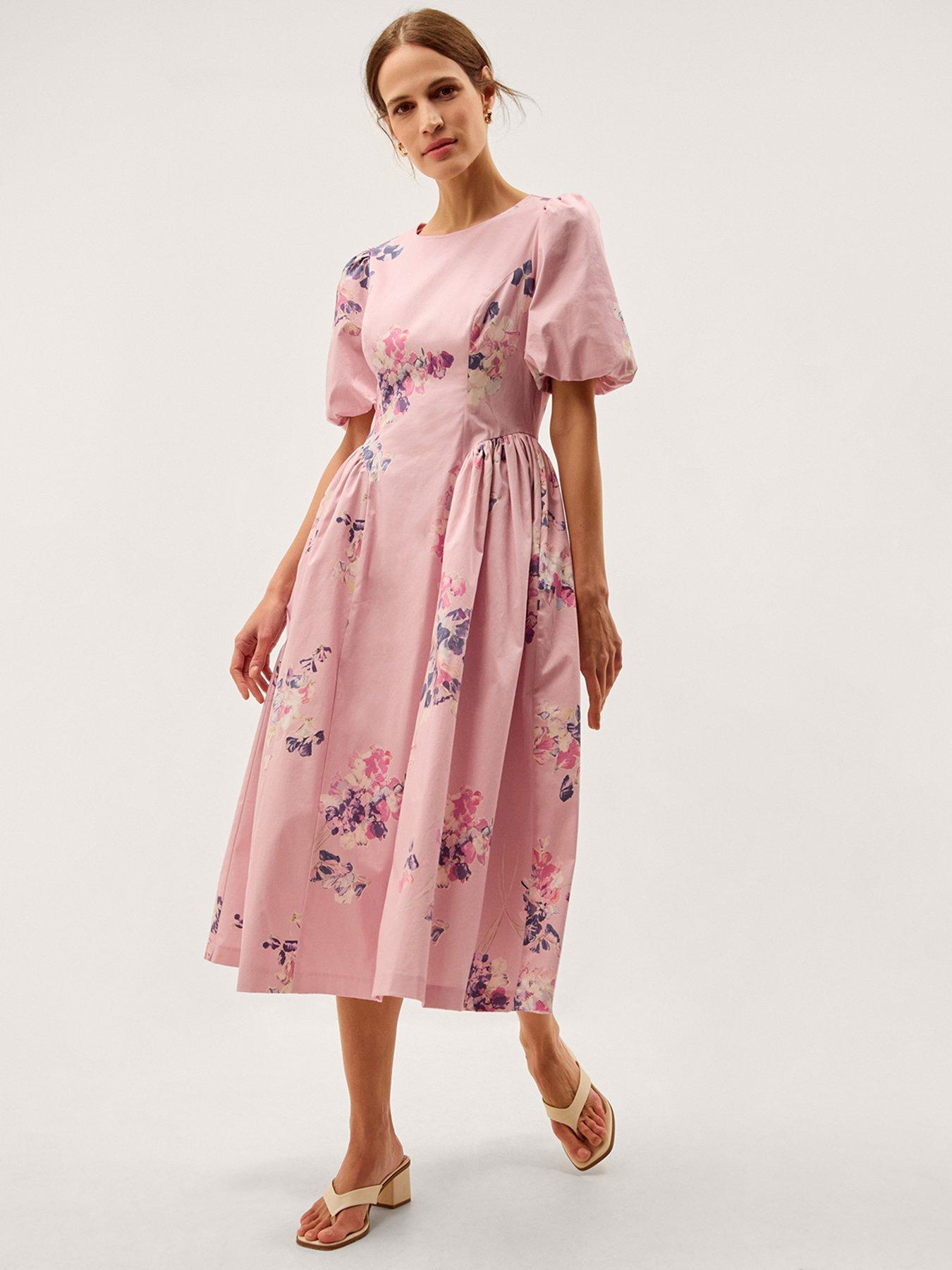 Monsoon Amber Cotton Dress - Pink