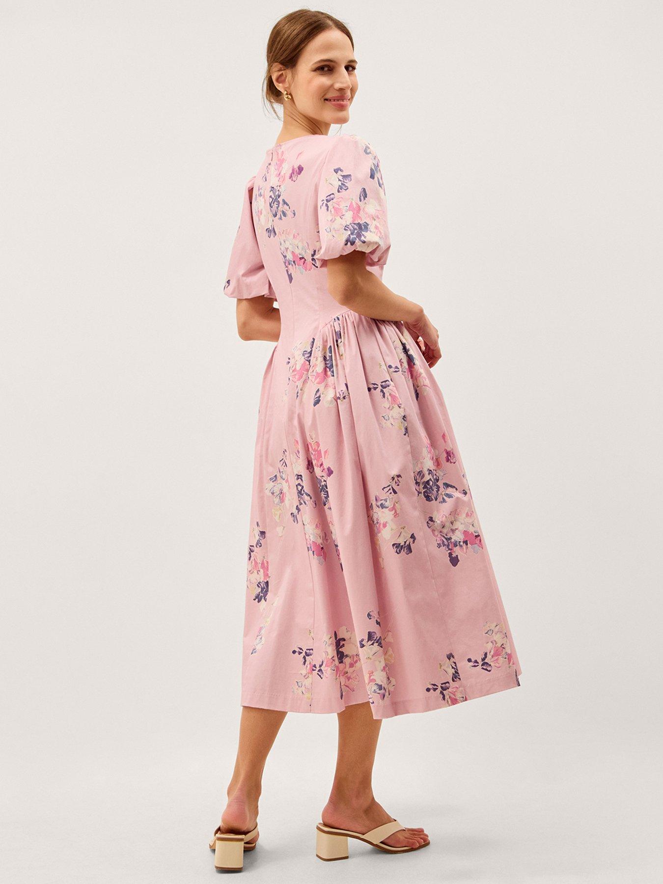 Image 2 of 5 of Monsoon Amber Cotton Dress - Pink
