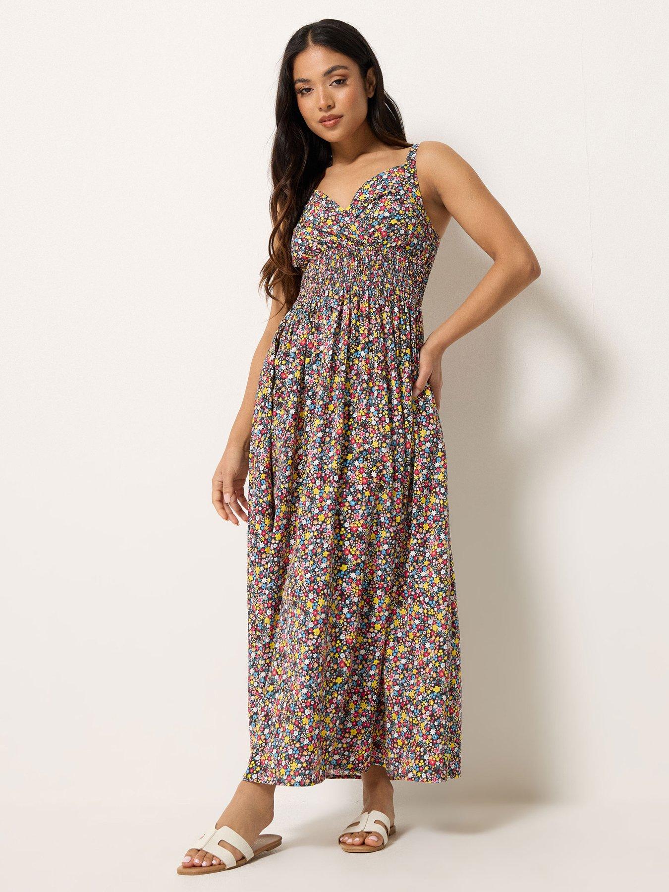 Image 1 of 4 of PixieGirl Petite Ditsy Wrap Maxi Dress