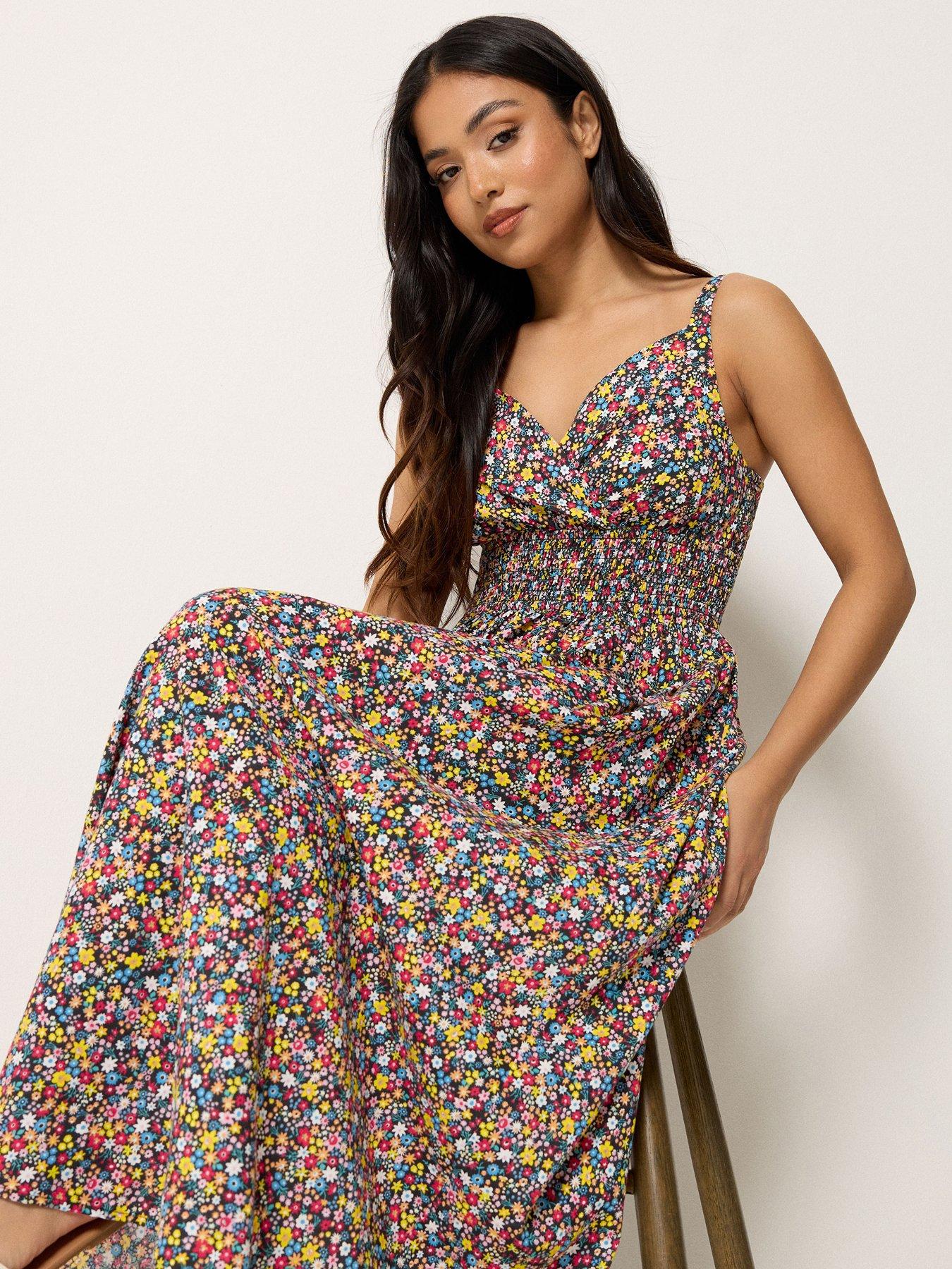 Image 3 of 4 of PixieGirl Petite Ditsy Wrap Maxi Dress