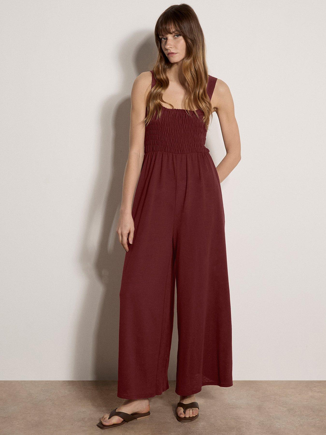 Apricot Apricot Smoked Easy Jersey Slub Jumpsuit