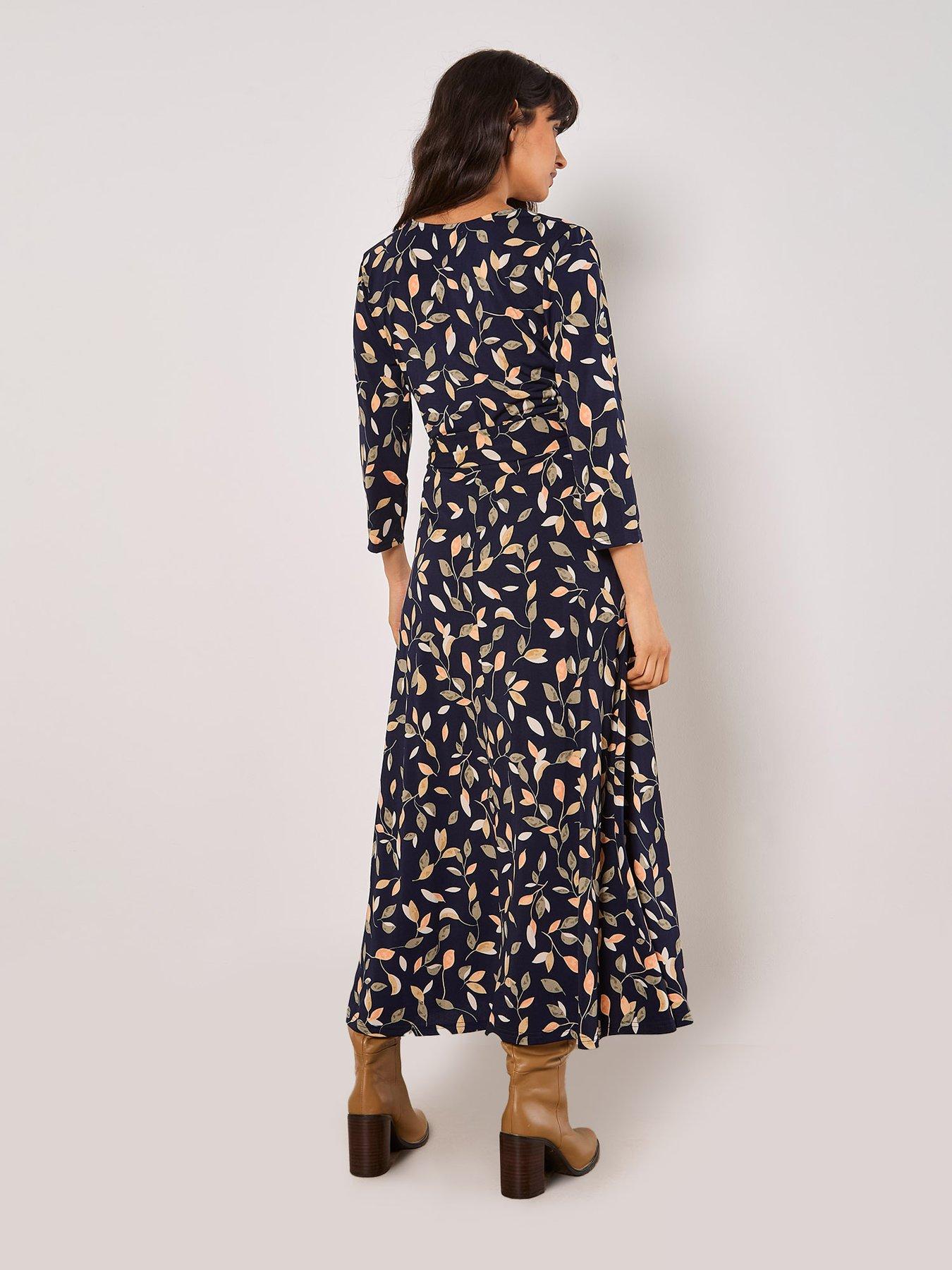 Image 2 of 4 of Apricot Multi Leaf Ity Maxi Dress - Blue
