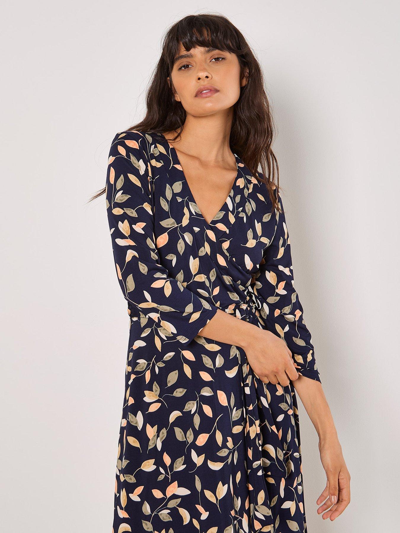 Image 3 of 4 of Apricot Multi Leaf Ity Maxi Dress - Blue
