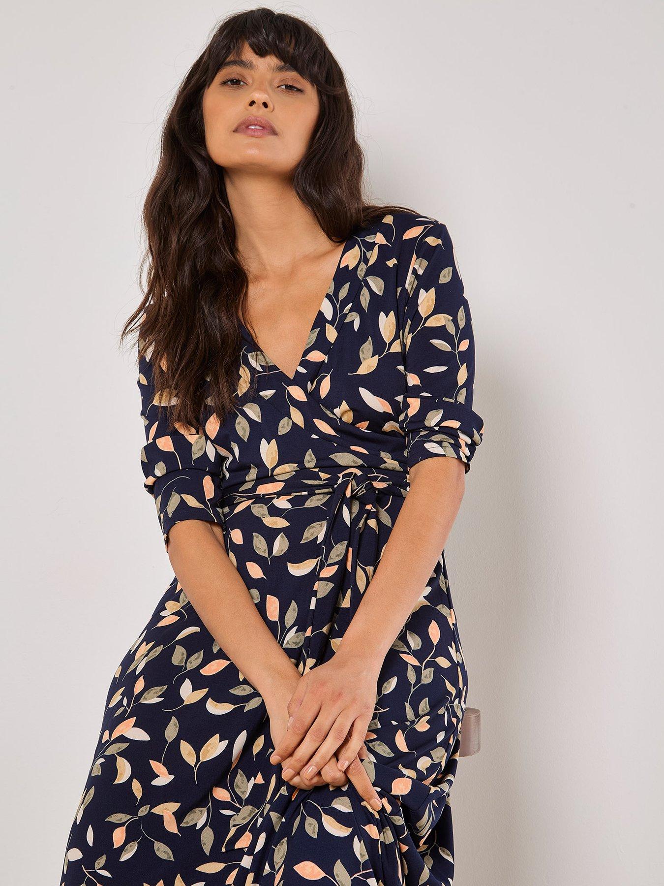Image 4 of 4 of Apricot Multi Leaf Ity Maxi Dress - Blue