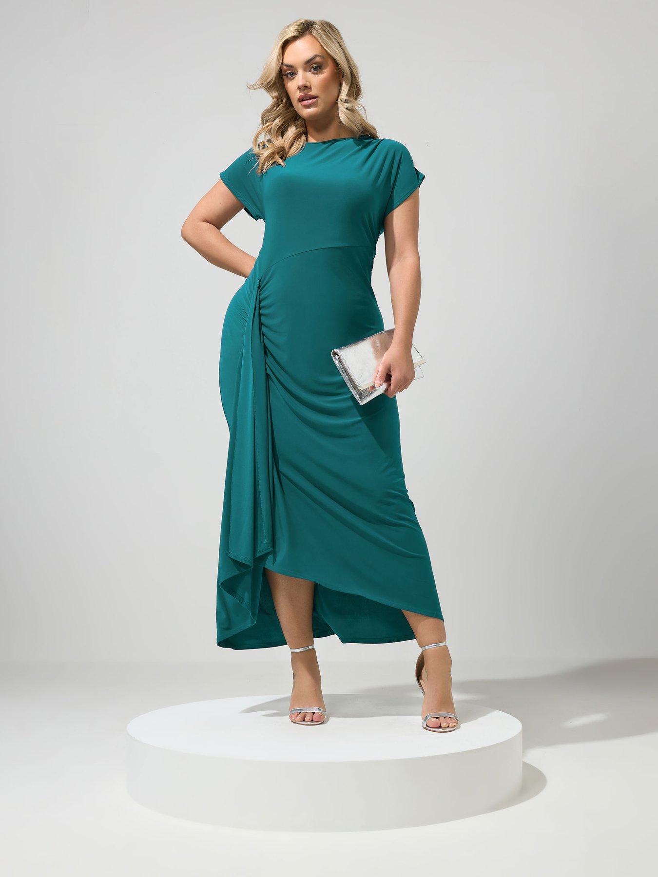 Yours Curve Gathered Detail Dress - Green