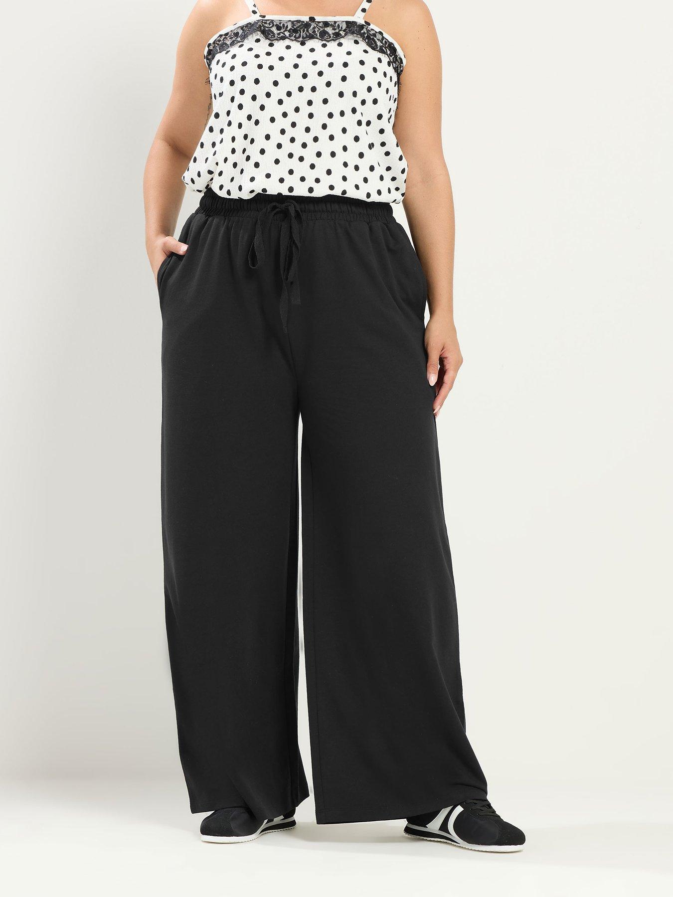 Yours Curve Wide Leg Jogger - Black