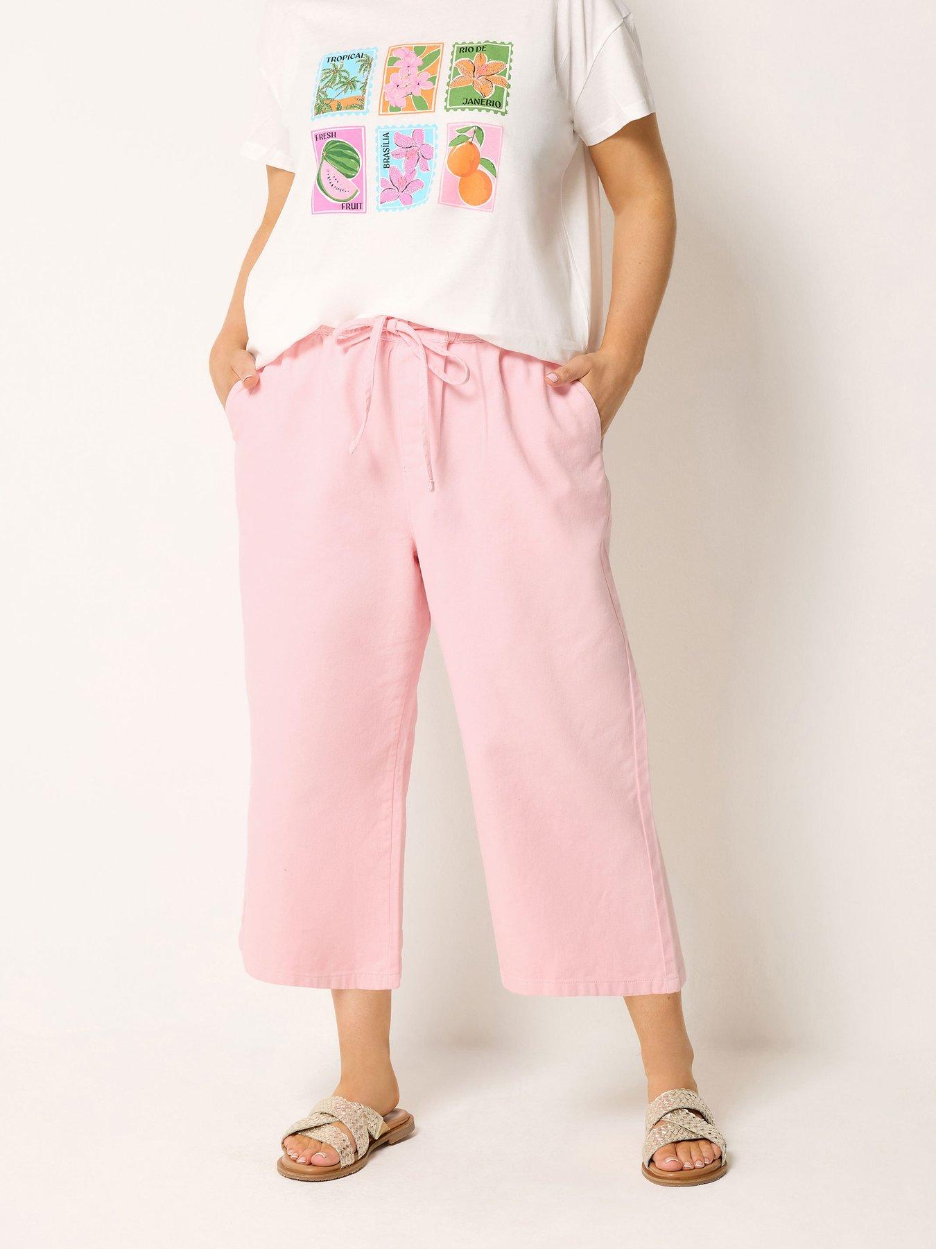 Image 1 of 4 of Yours Curve Cropped Jeans - Pink