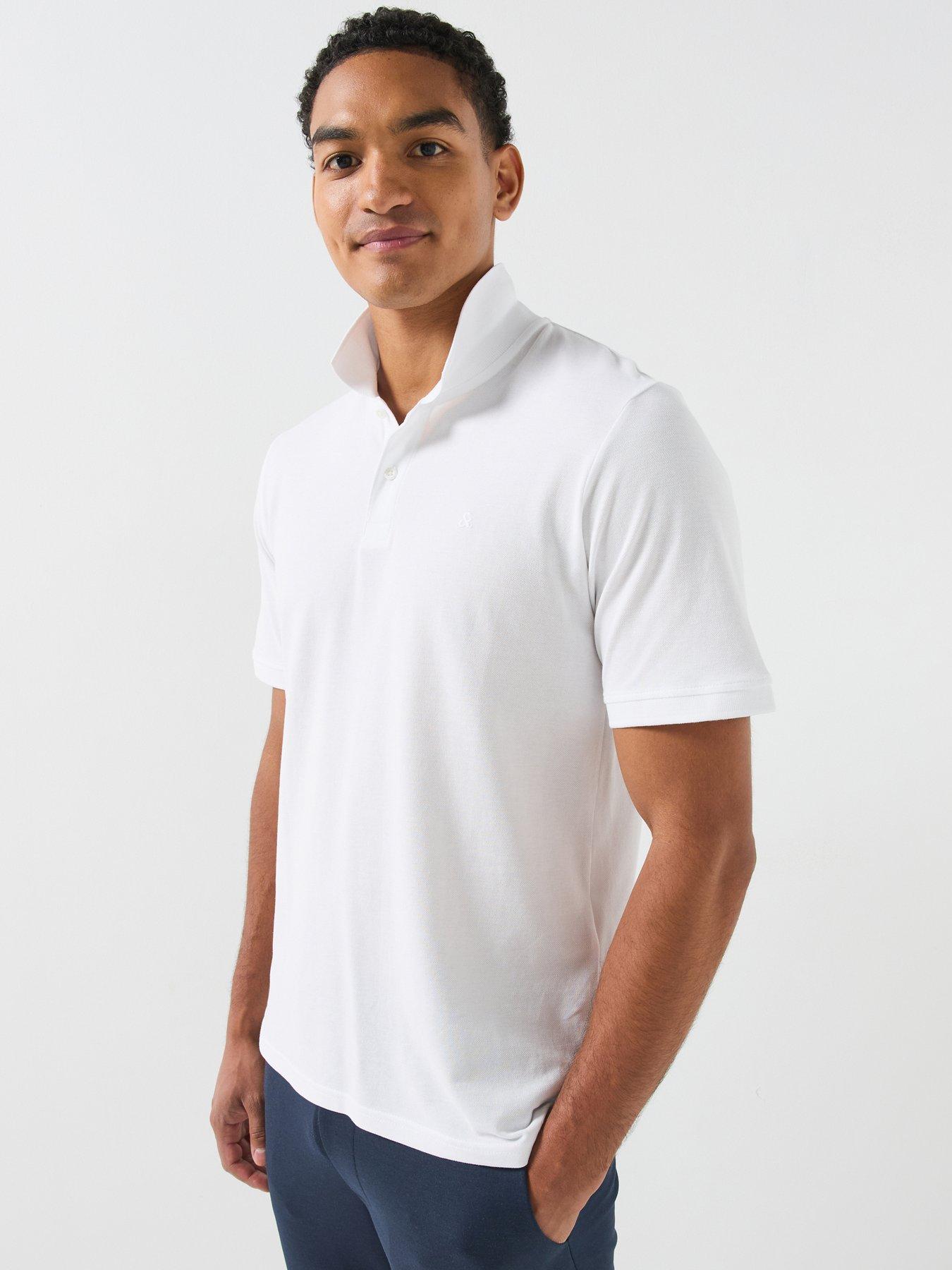 Jack & Jones Jack & Jones Basic Short Sleeve Polo Shirt, White, Size 2Xl, Men