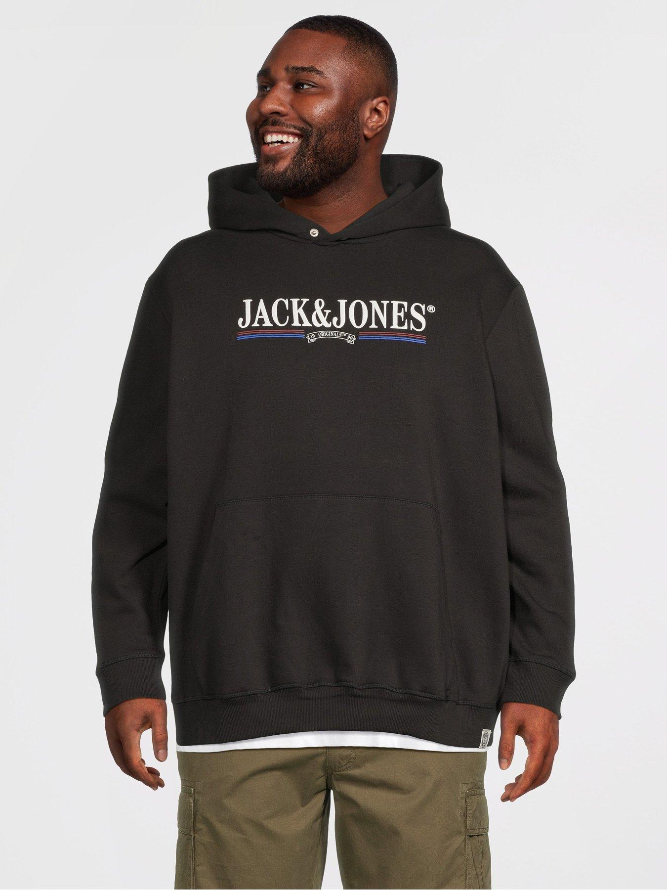 Image 1 of 5 of Jack & Jones Plus Frederiksberg Graphic Hoodie - Black