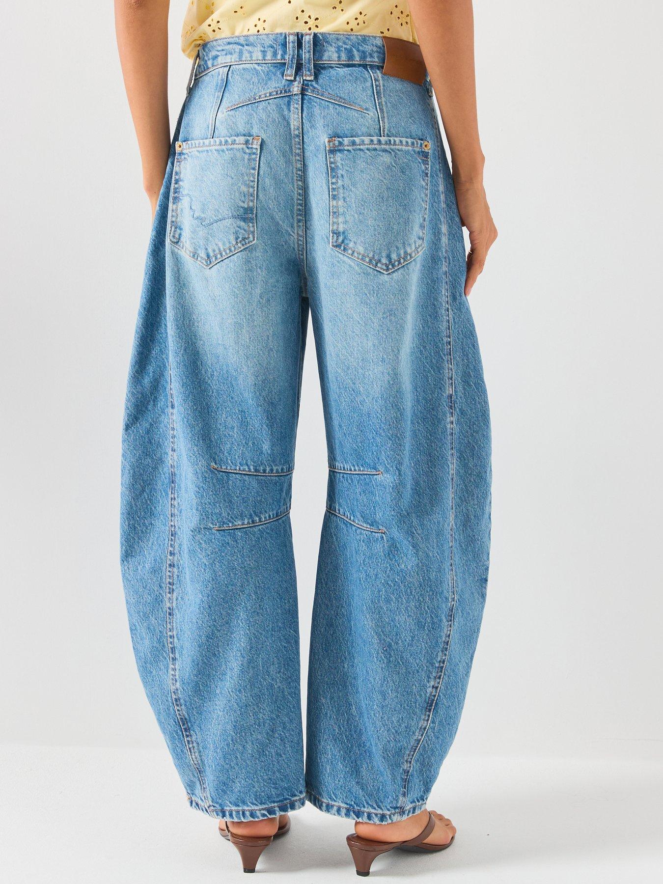 Image 2 of 6 of FREE PEOPLE Women's Mid-Rise Barrel Leg Jeans - Blue