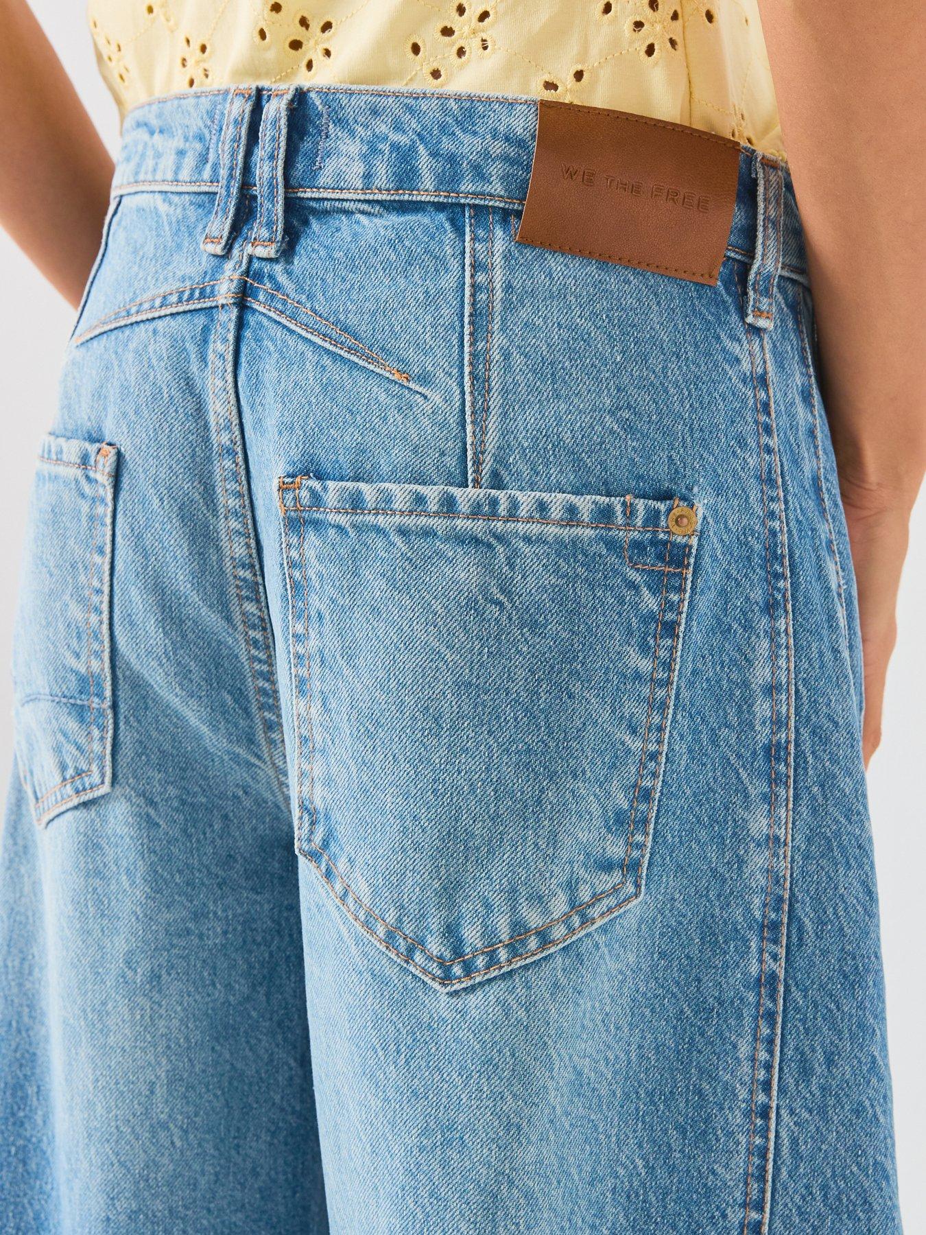 Image 4 of 6 of FREE PEOPLE Women's Mid-Rise Barrel Leg Jeans - Blue