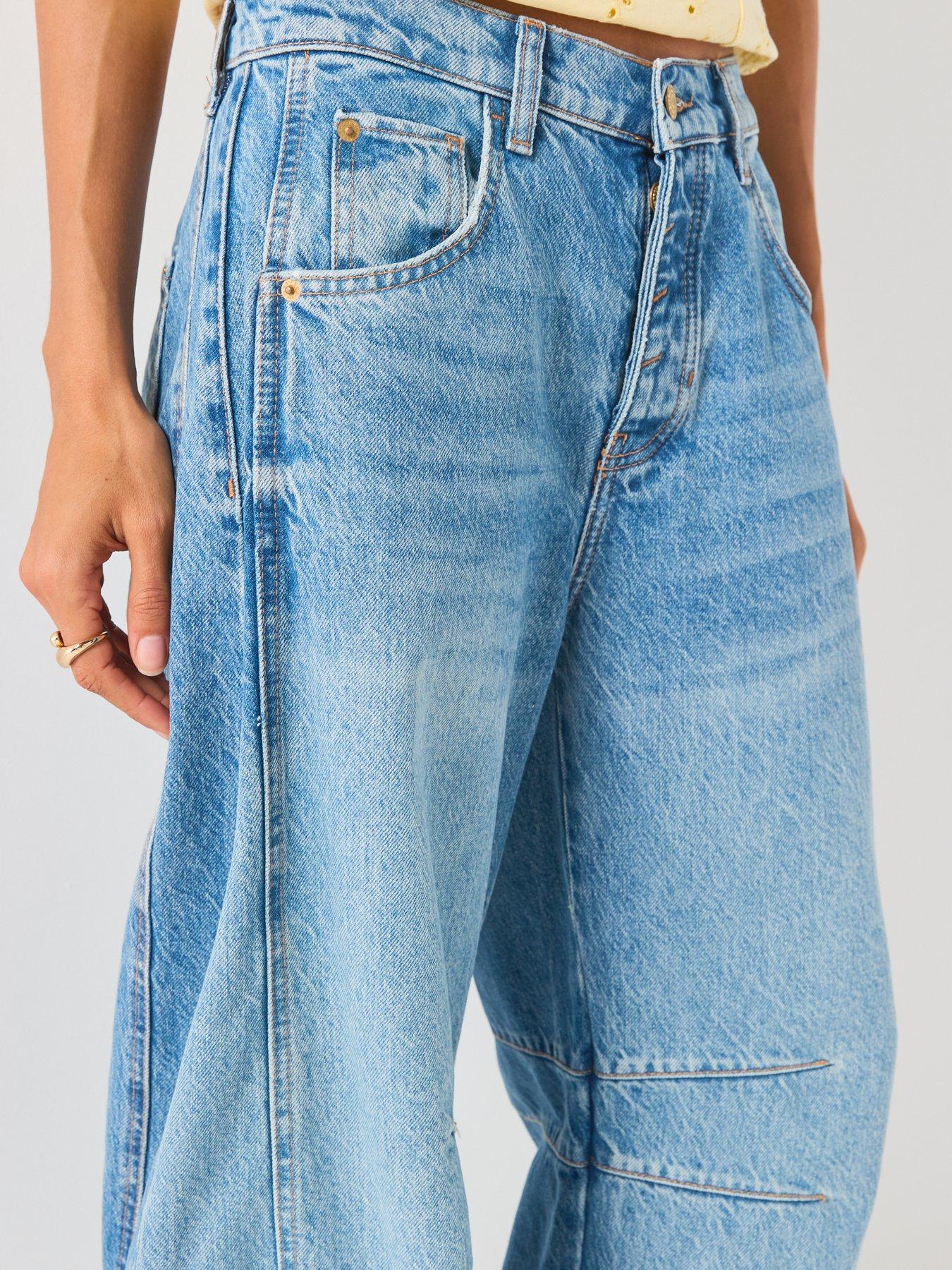 Image 5 of 6 of FREE PEOPLE Women's Mid-Rise Barrel Leg Jeans - Blue