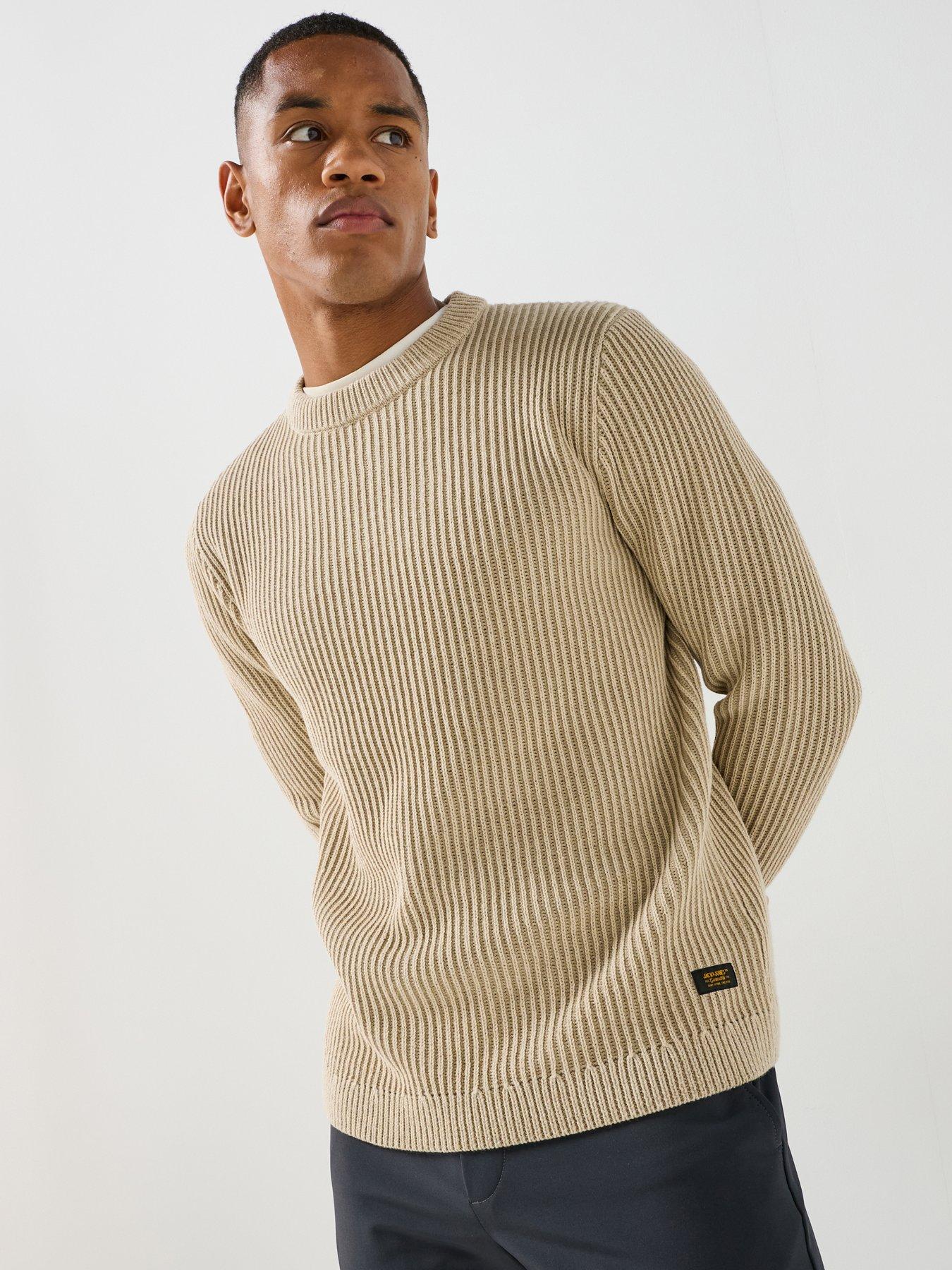 Jack & Jones Dover Crew Neck Knitted Jumper, Moonbeam, Size L, Men