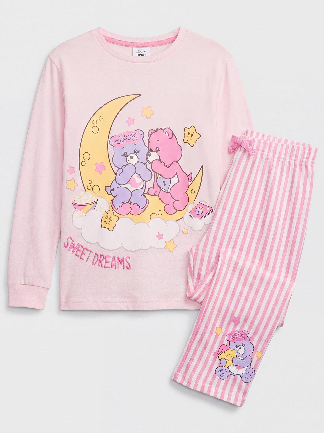 Image 1 of 4 of The Very Collection Girls Care Bears Sweet Dreams Print Pyjamas - Pink