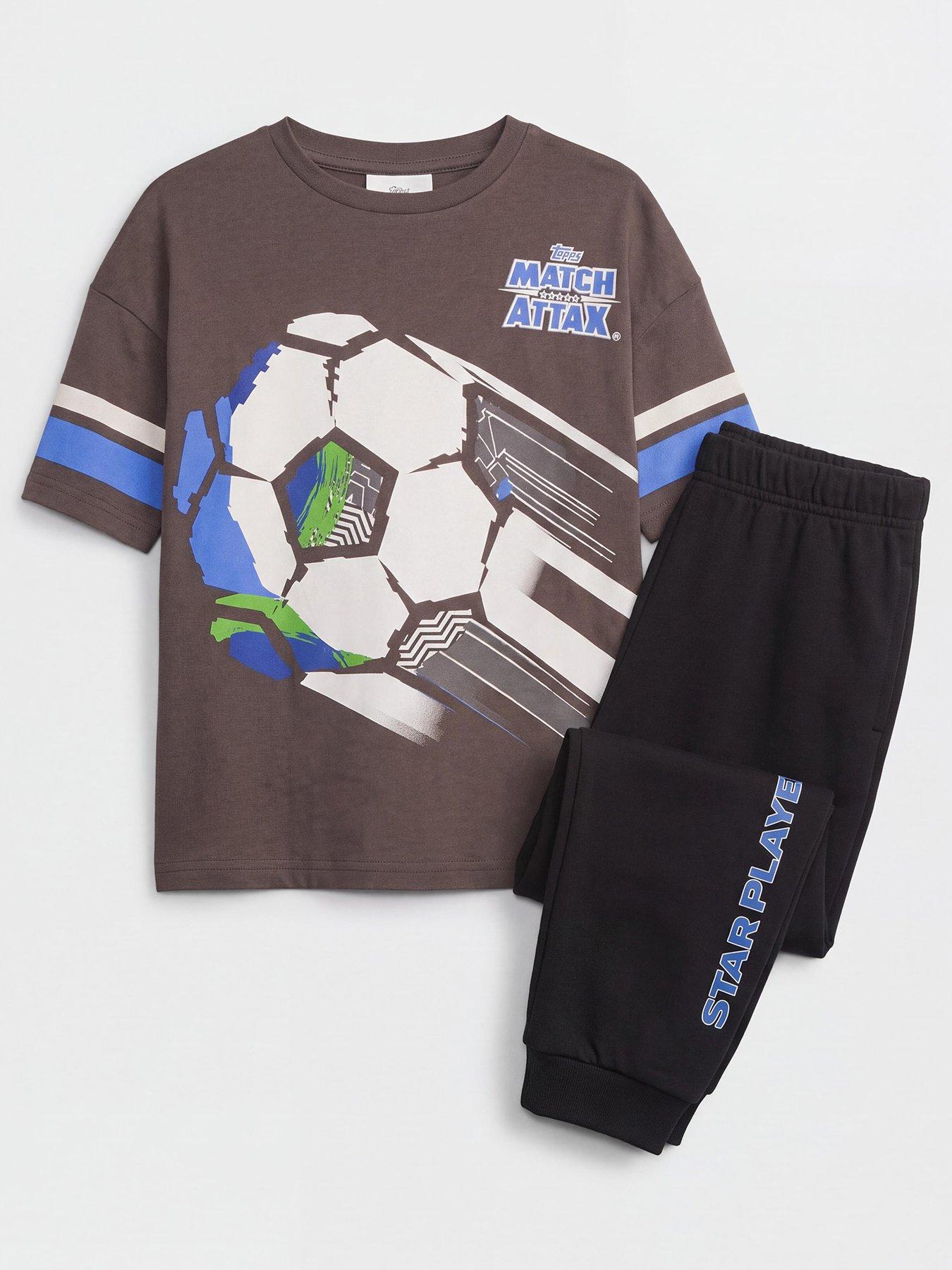 Image 1 of 4 of The Very Collection Boys Match Attax Football Graphic Pyjamas - Black