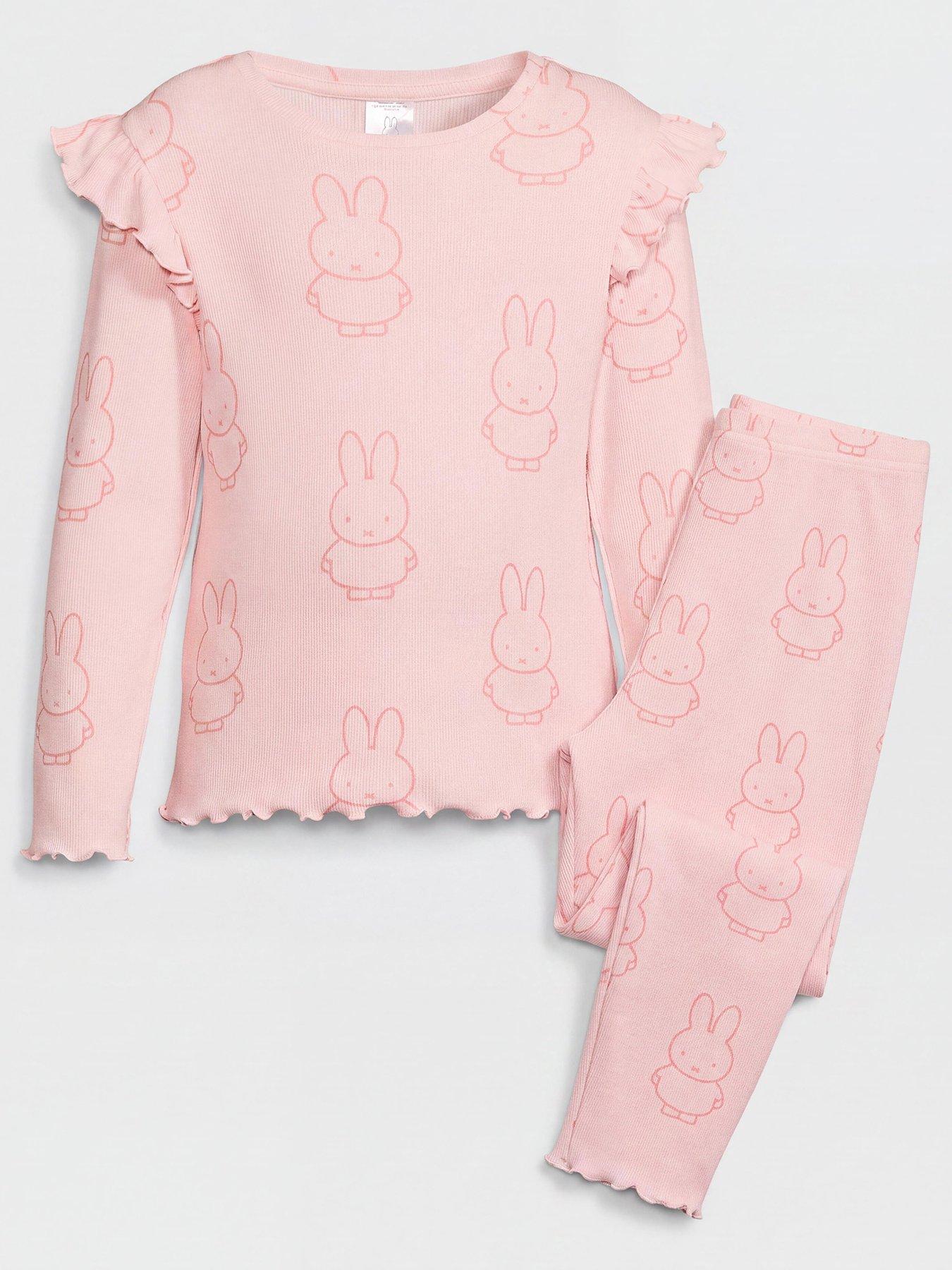 Image 1 of 3 of The Very Collection Girls Miffy Rib Frill Sleeve Pyjamas - Pink