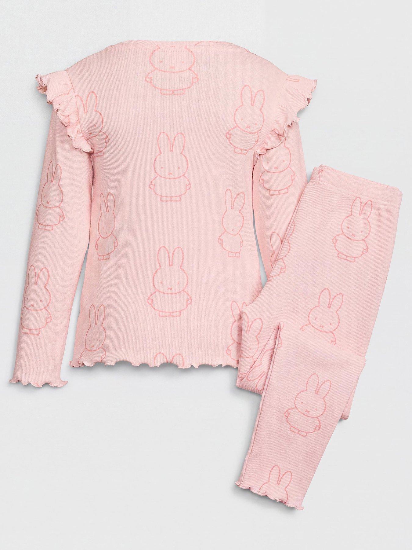 Image 2 of 3 of The Very Collection Girls Miffy Rib Frill Sleeve Pyjamas - Pink