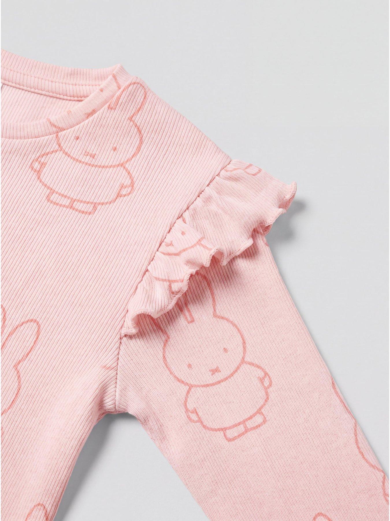 Image 3 of 3 of The Very Collection Girls Miffy Rib Frill Sleeve Pyjamas - Pink