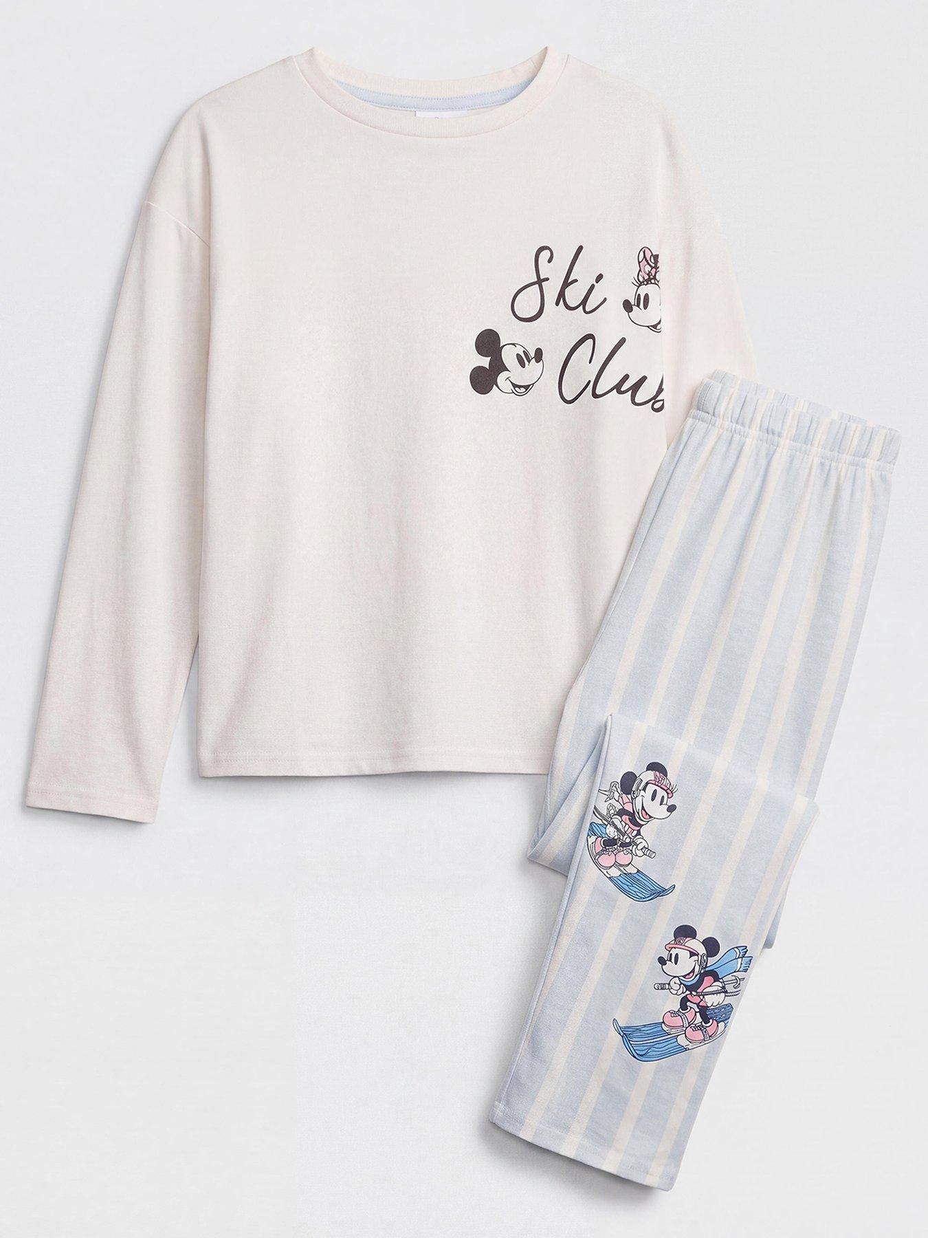Image 1 of 5 of The Very Collection Girls Minnie Mouse Ski Club Long Sleeve Pyjamas - Blue