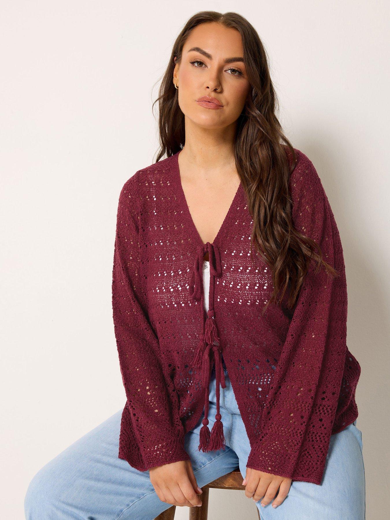 Yours Curve Pointelle Stitch Tie Cardigan