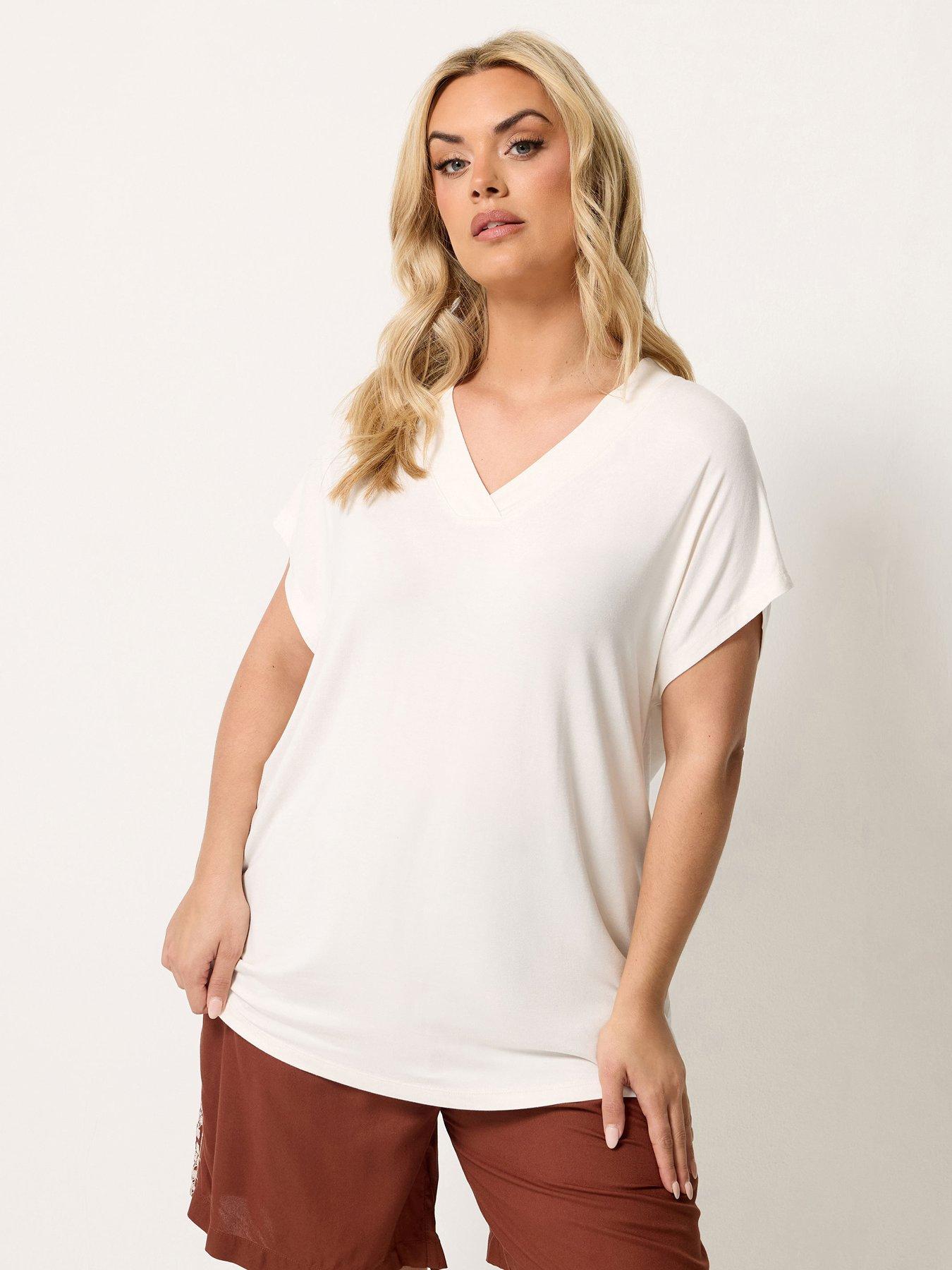 Yours Curve Wide V-neck T-shirt