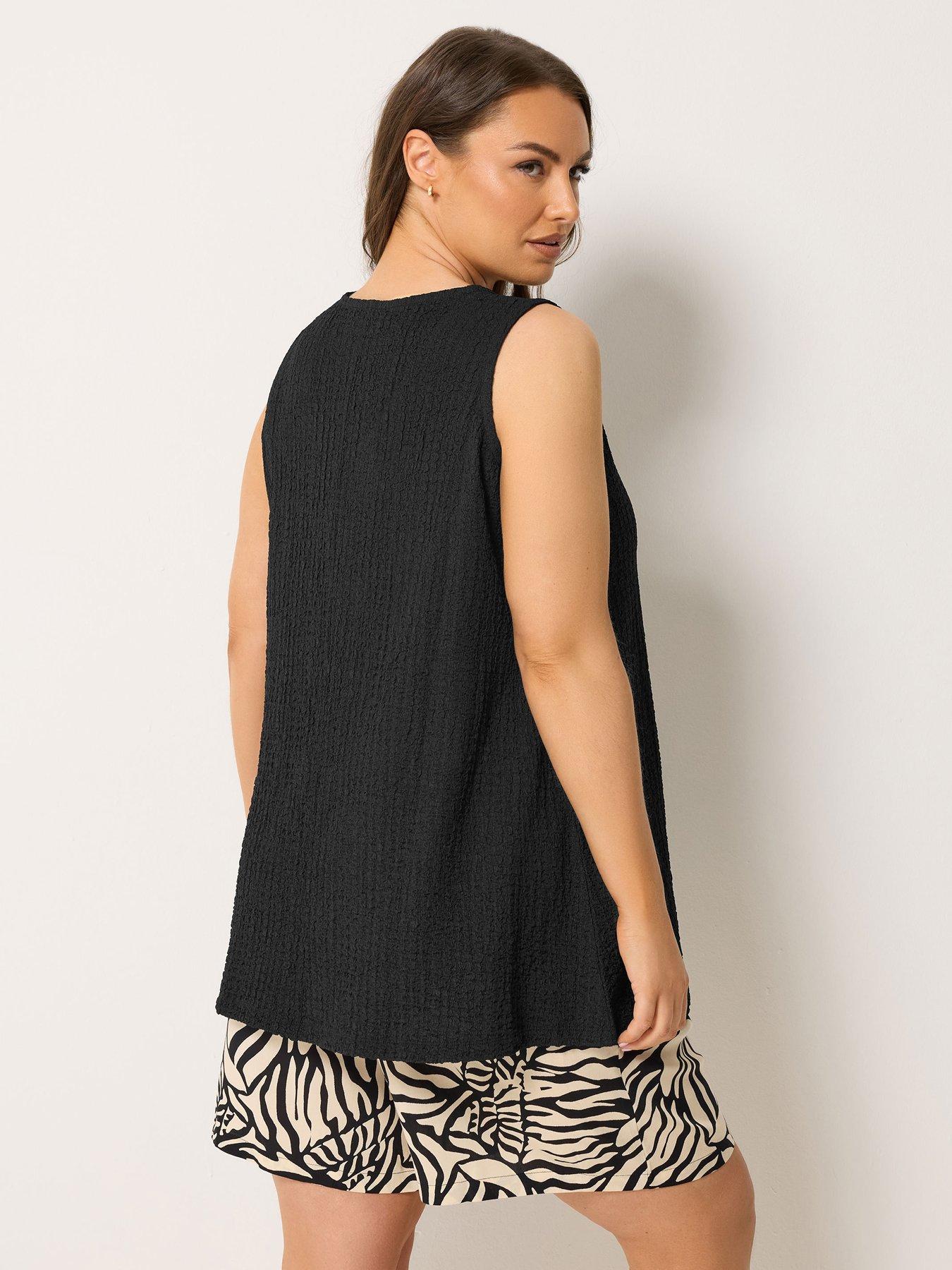 Image 2 of 4 of Yours Curve Textured V-Neck Swing Vest - Black