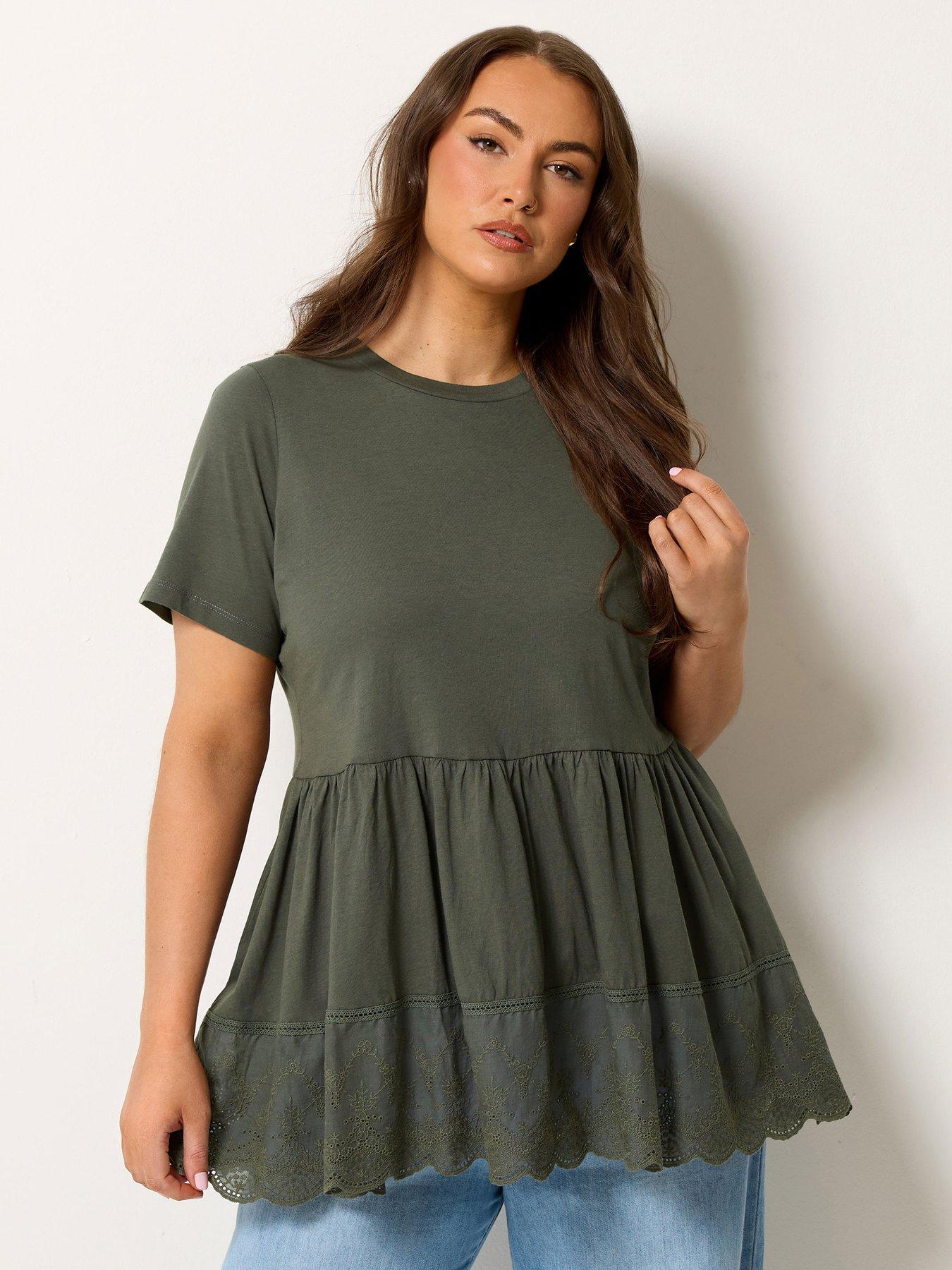 Yours Curve Tiered Anglaise Peplum Top
