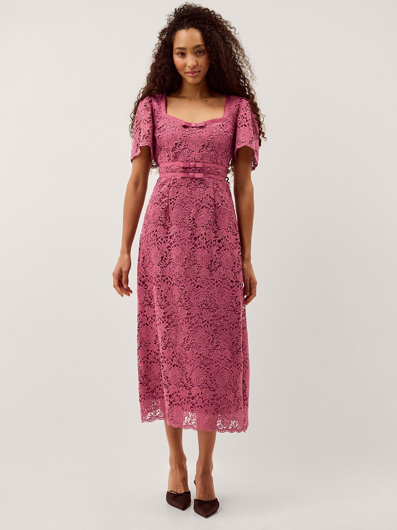 Monsoon Regina Lace Dress - Pink | Very