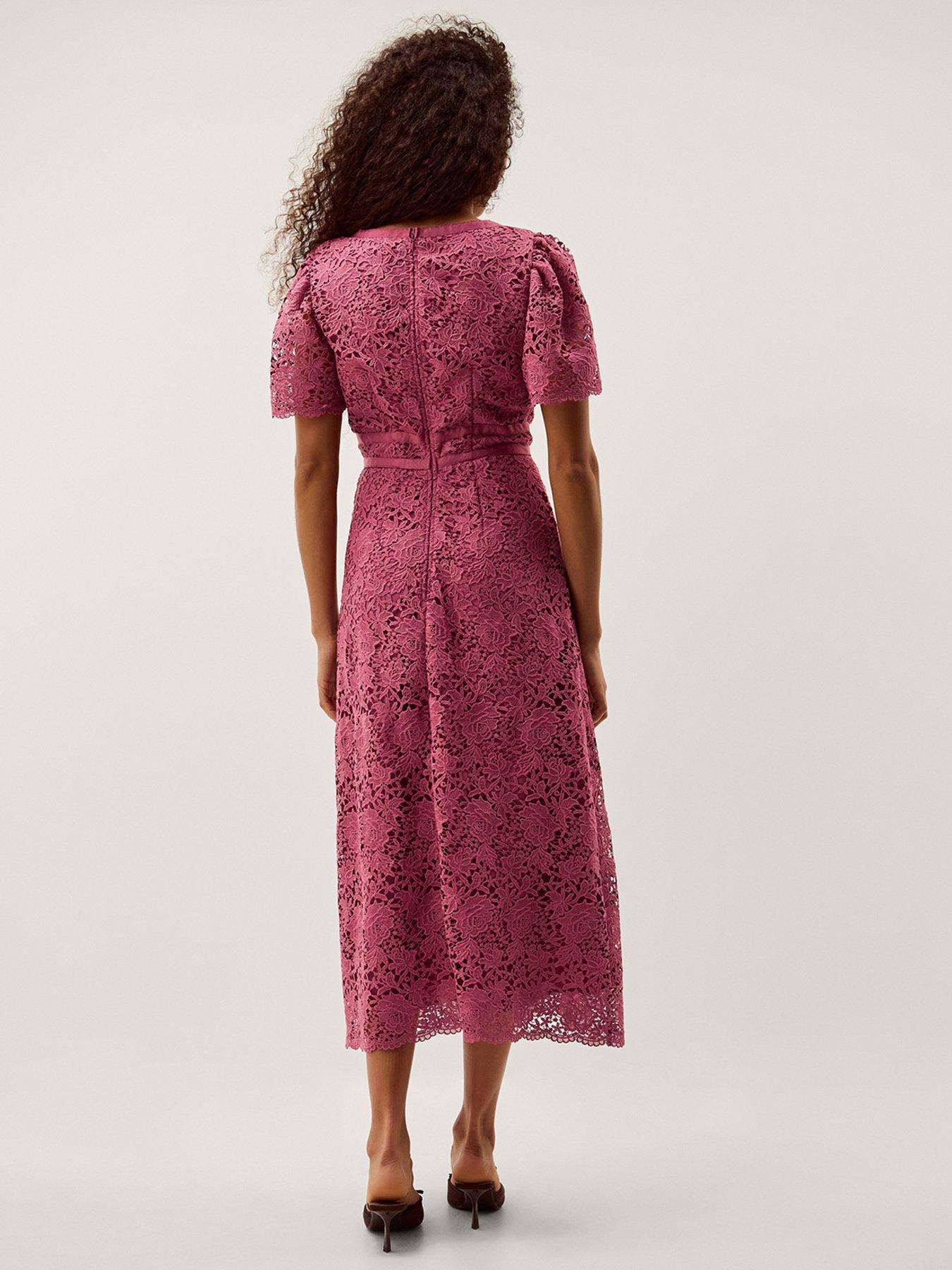 Monsoon Regina Lace Dress - Pink | Very